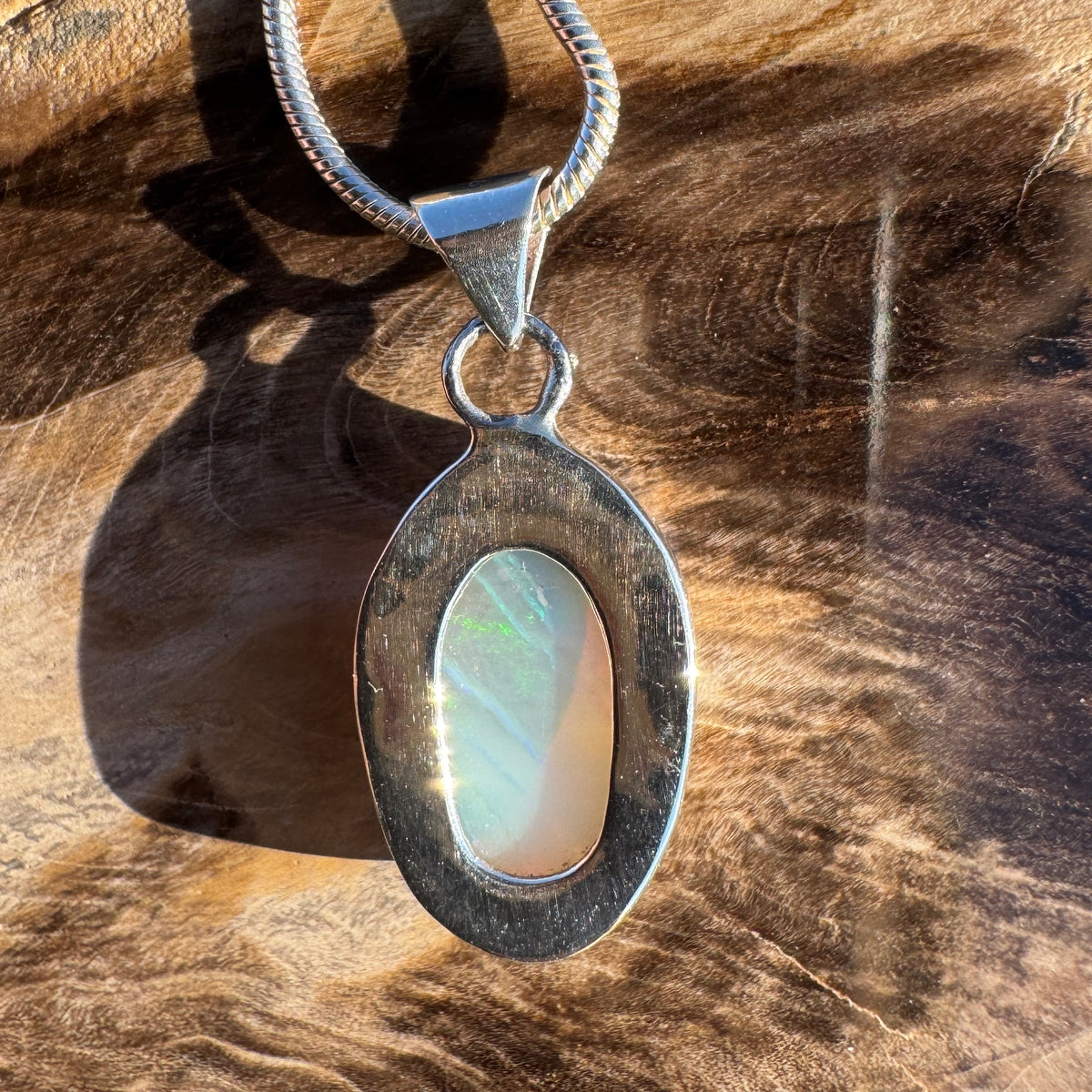 2.4ct Lightning Ridge Opal Pendant Necklace ~ 'Warrnambool Tide' | 925 Sterling Silver | Solid Australian Opal