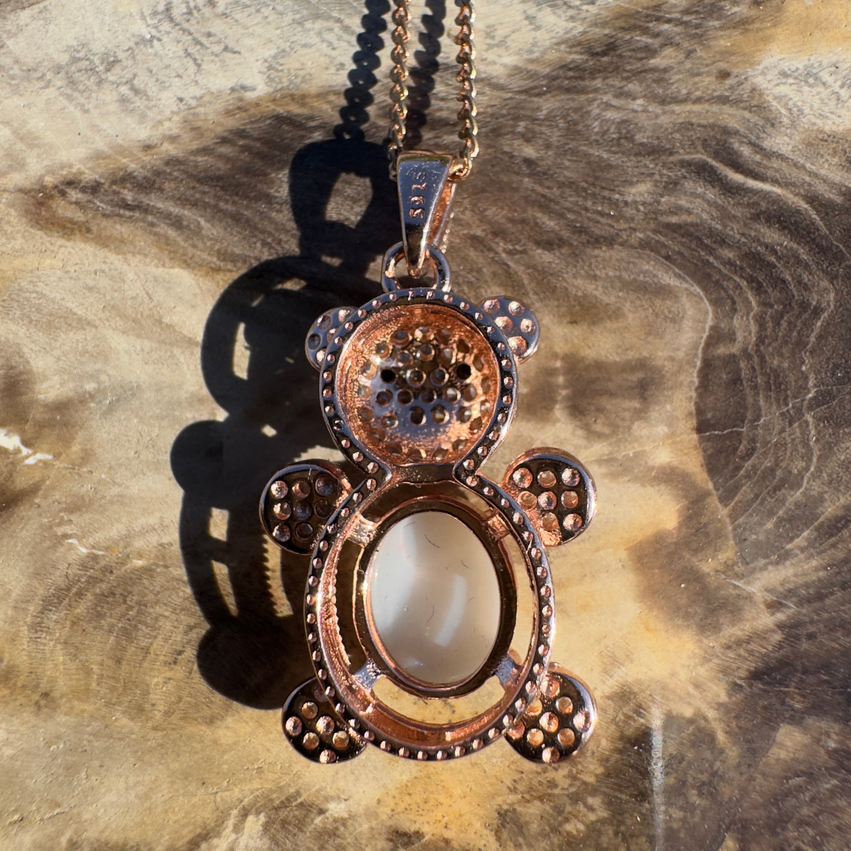 1.2ct Coober Pedy Opal Pendant Necklace ~ 'Jervis Bay Wash' | Rose Gold Coated 925 Sterling Silver | Solid Australian Opal
