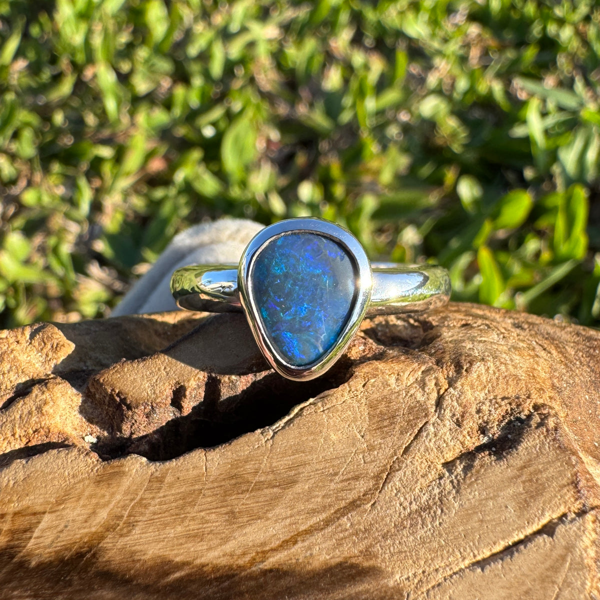 1.6ct Lightning Ridge Black Opal Ring ~ 'Litchfield Pearl' | 925 Sterling Silver | Solid Australian Opal