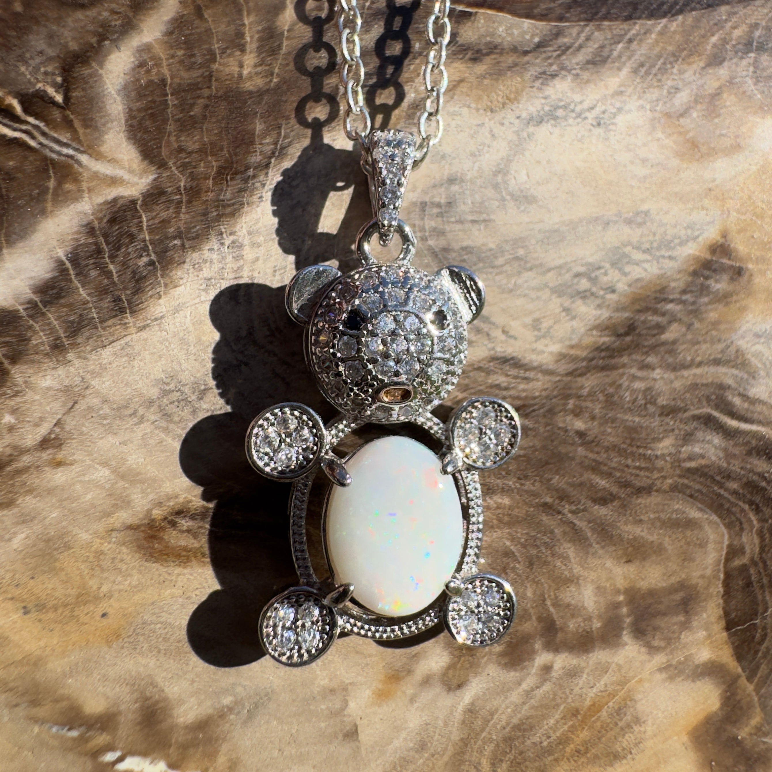 1.2ct Coober Pedy Opal Pendant Necklace ~ 'Wineglass Glimmer' | 925 Sterling Silver | Solid Australian Opal
