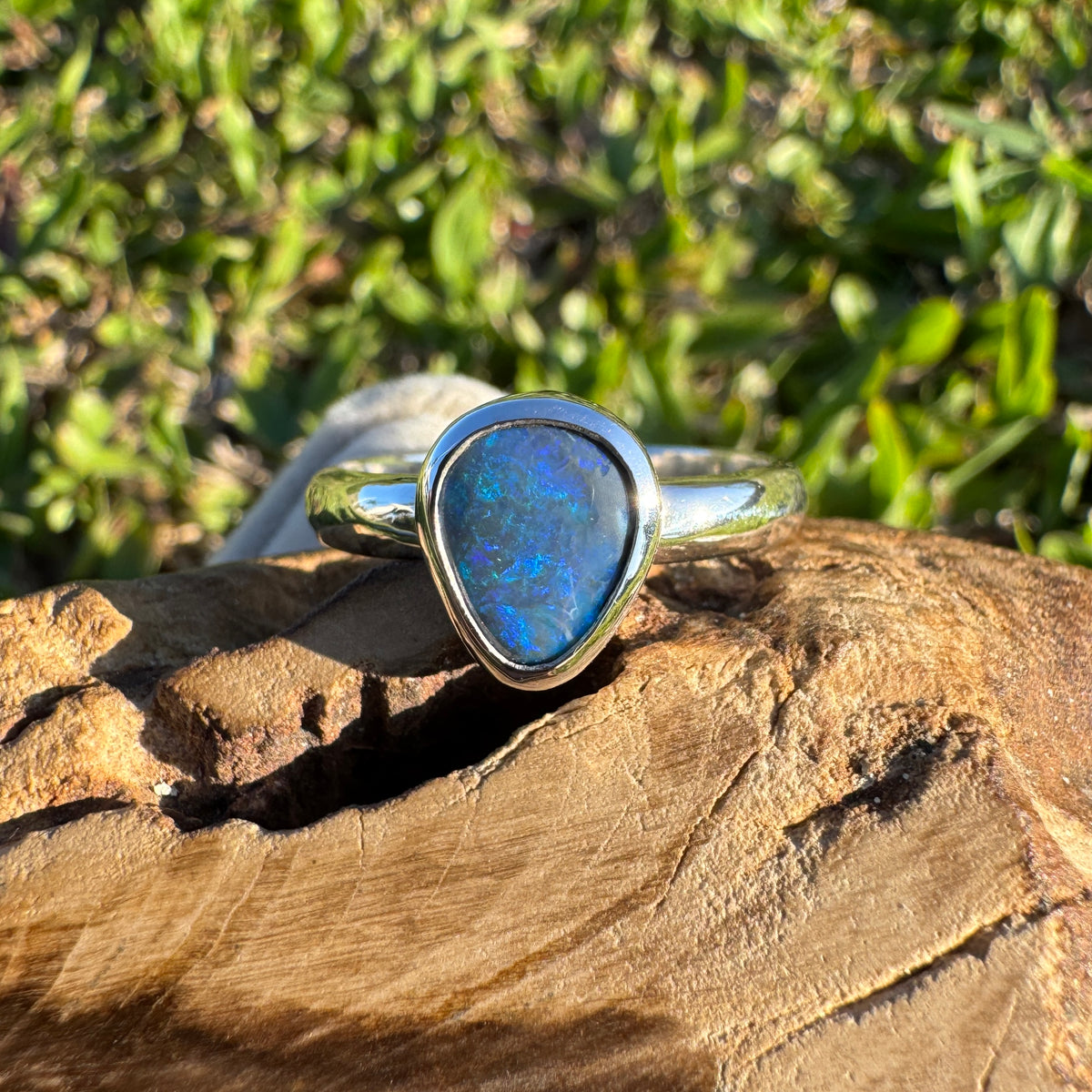 1.6ct Lightning Ridge Black Opal Ring ~ 'Litchfield Pearl' | 925 Sterling Silver | Solid Australian Opal