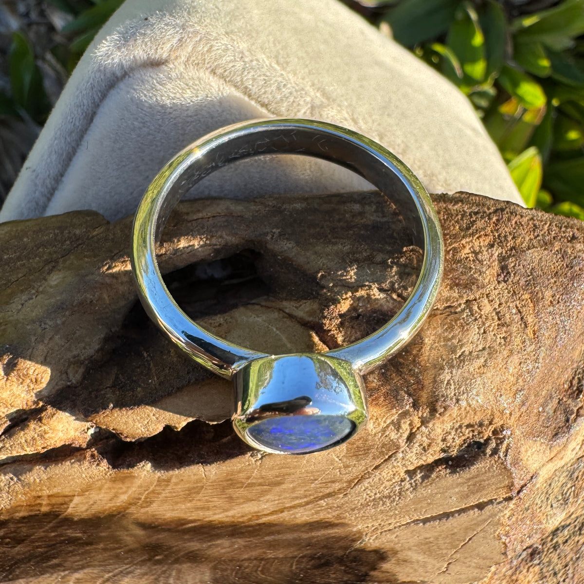 1.6ct Lightning Ridge Black Opal Ring ~ 'Litchfield Pearl' | 925 Sterling Silver | Solid Australian Opal
