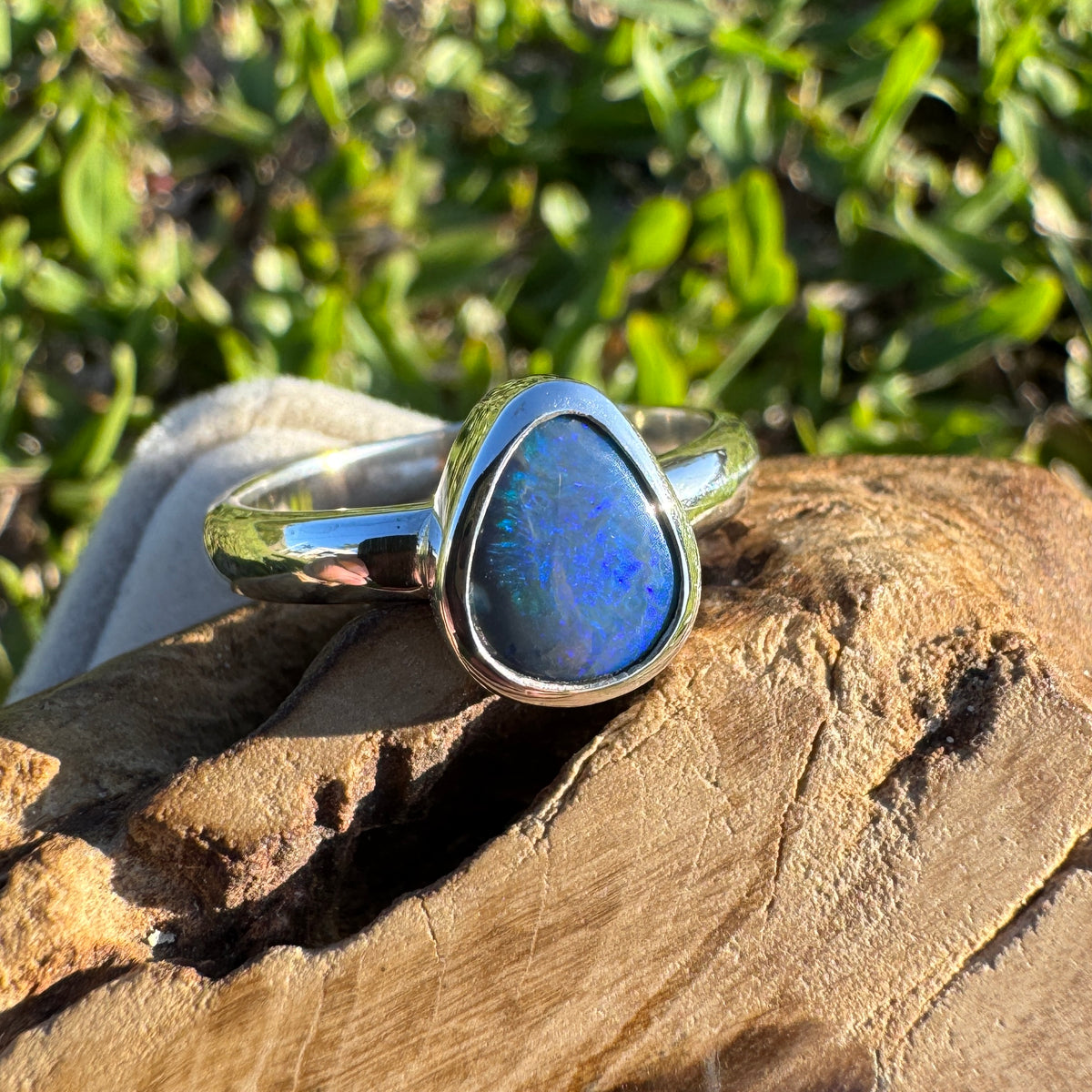 1.6ct Lightning Ridge Black Opal Ring ~ 'Litchfield Pearl' | 925 Sterling Silver | Solid Australian Opal