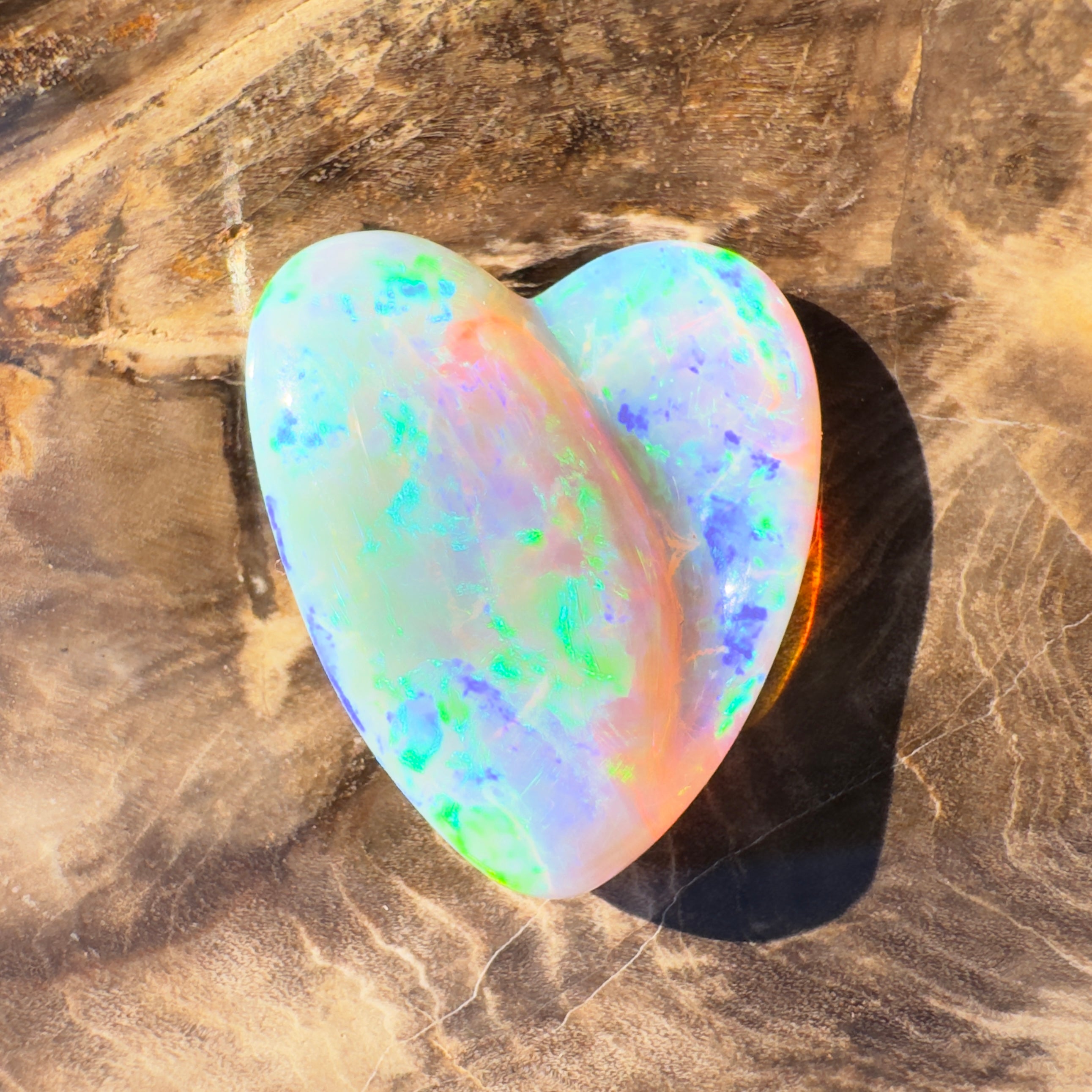 12.6ct Lightning Ridge Crystal Opal Heart | Solid Australian Opal | Hand-Carved