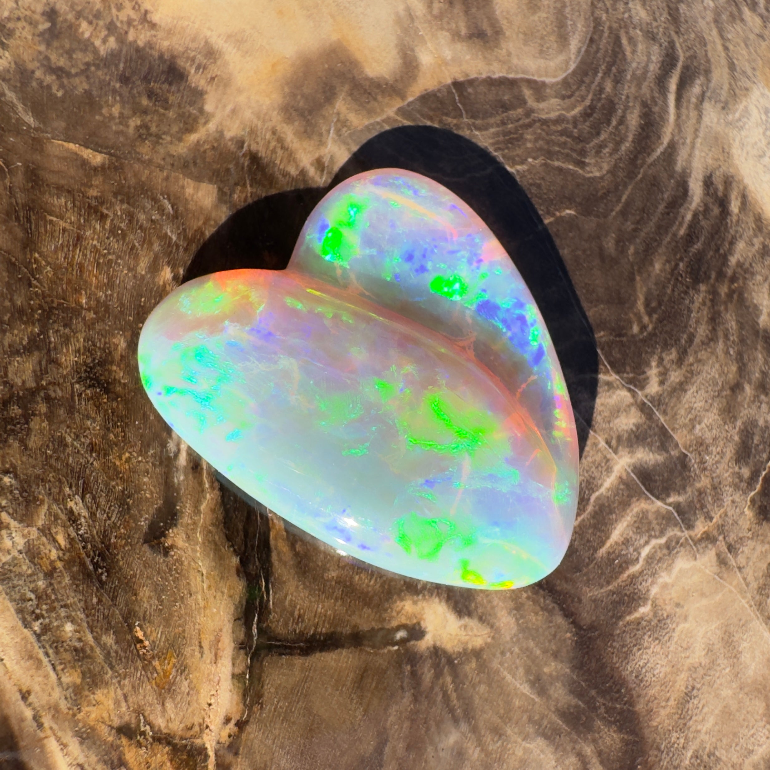 12.6ct Lightning Ridge Crystal Opal Heart | Solid Australian Opal | Hand-Carved