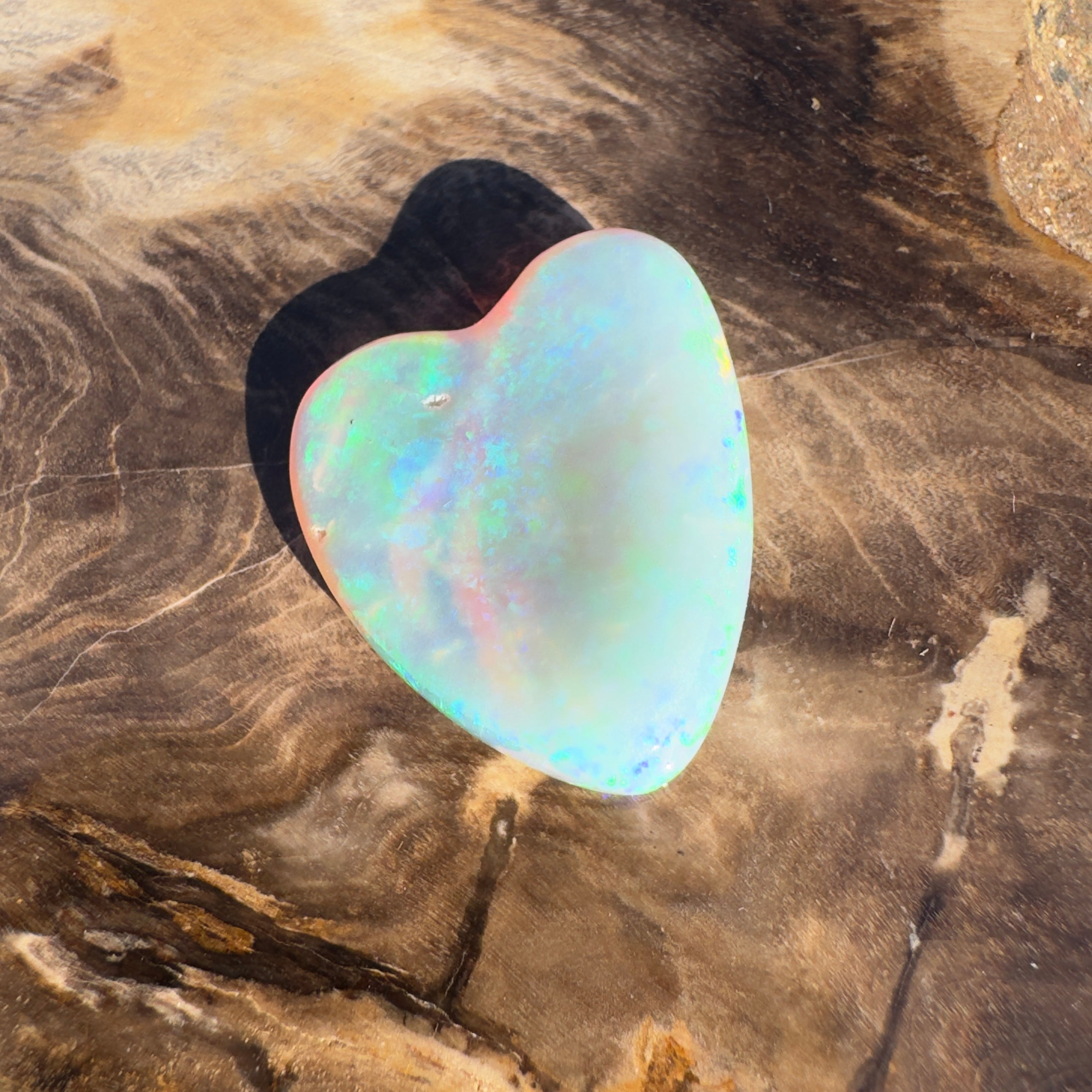 12.6ct Lightning Ridge Crystal Opal Heart | Solid Australian Opal | Hand-Carved