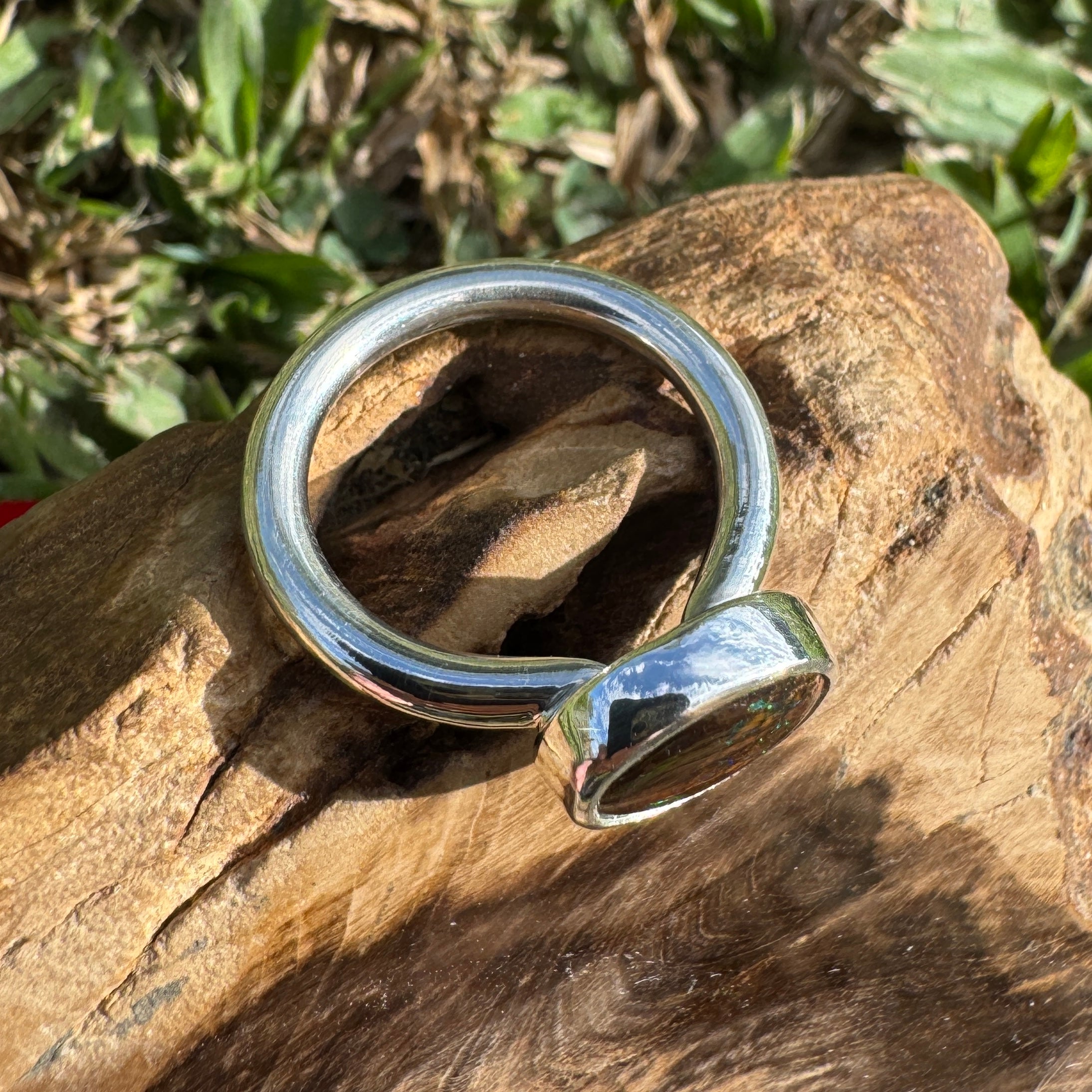 4.3ct Solid Queensland Boulder Opal Ring 'Shimmery Simpson Plains' | 925 Sterling Silver | Solid Australian Opal