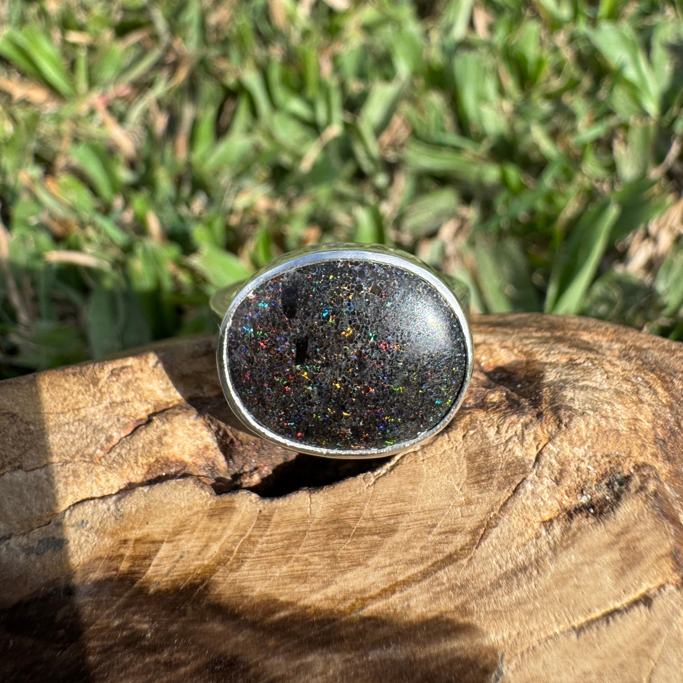 6.9ct Solid Andamooka Matrix Opal Ring 'Stardust Summer' | 925 Sterling Silver | Solid Australian Opal