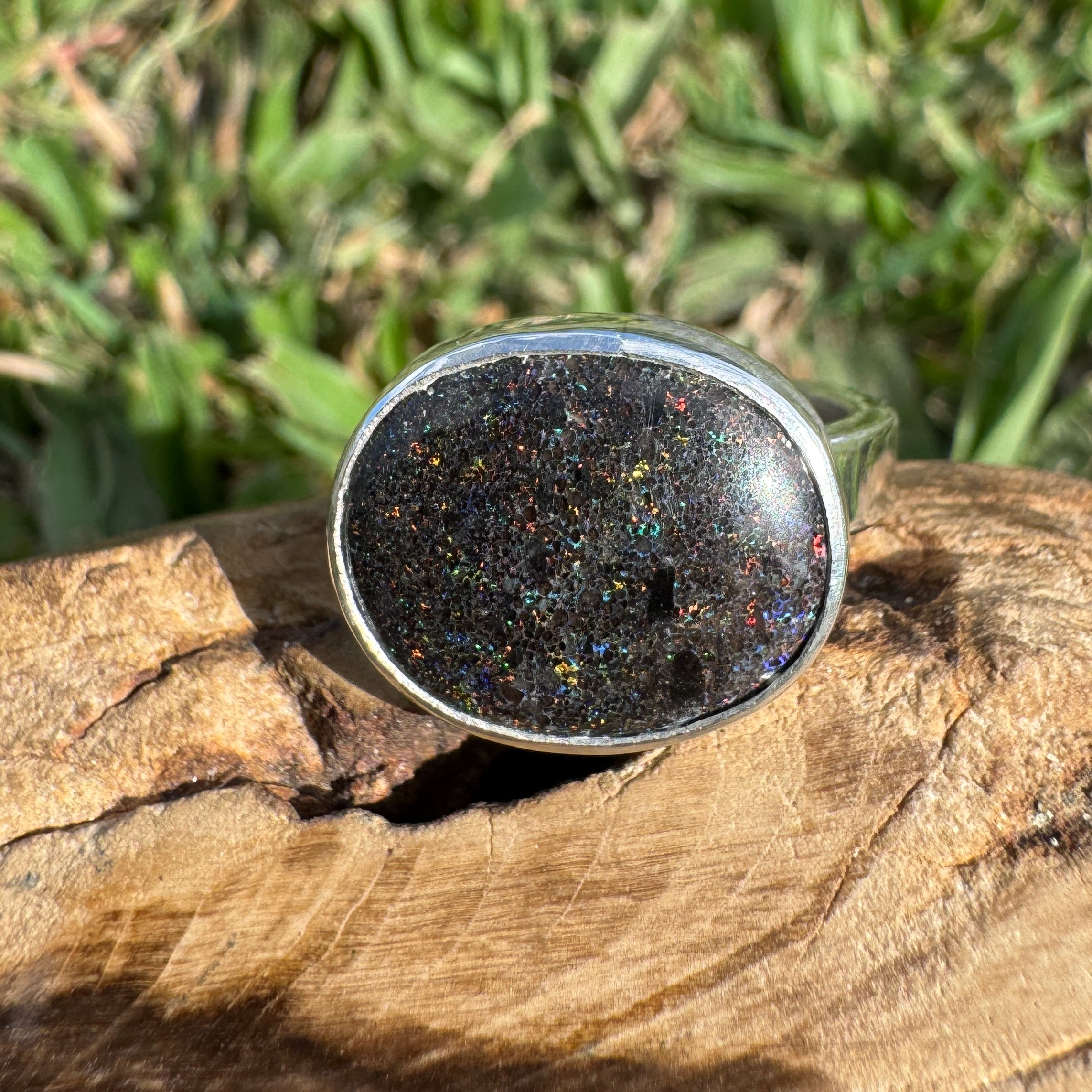 6.9ct Solid Andamooka Matrix Opal Ring 'Stardust Summer' | 925 Sterling Silver | Solid Australian Opal