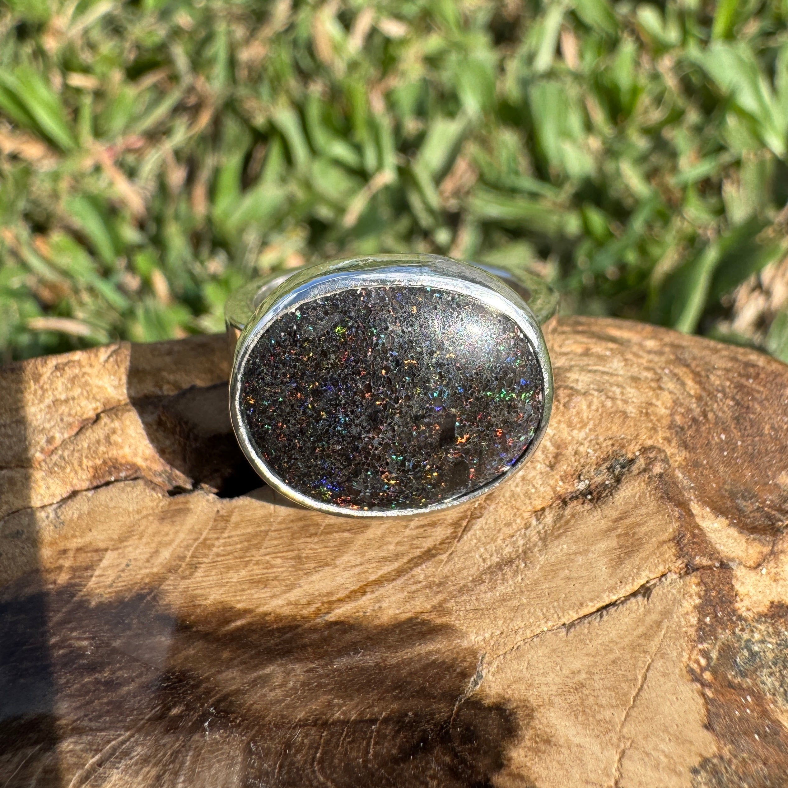 6.9ct Solid Andamooka Matrix Opal Ring 'Stardust Summer' | 925 Sterling Silver | Solid Australian Opal