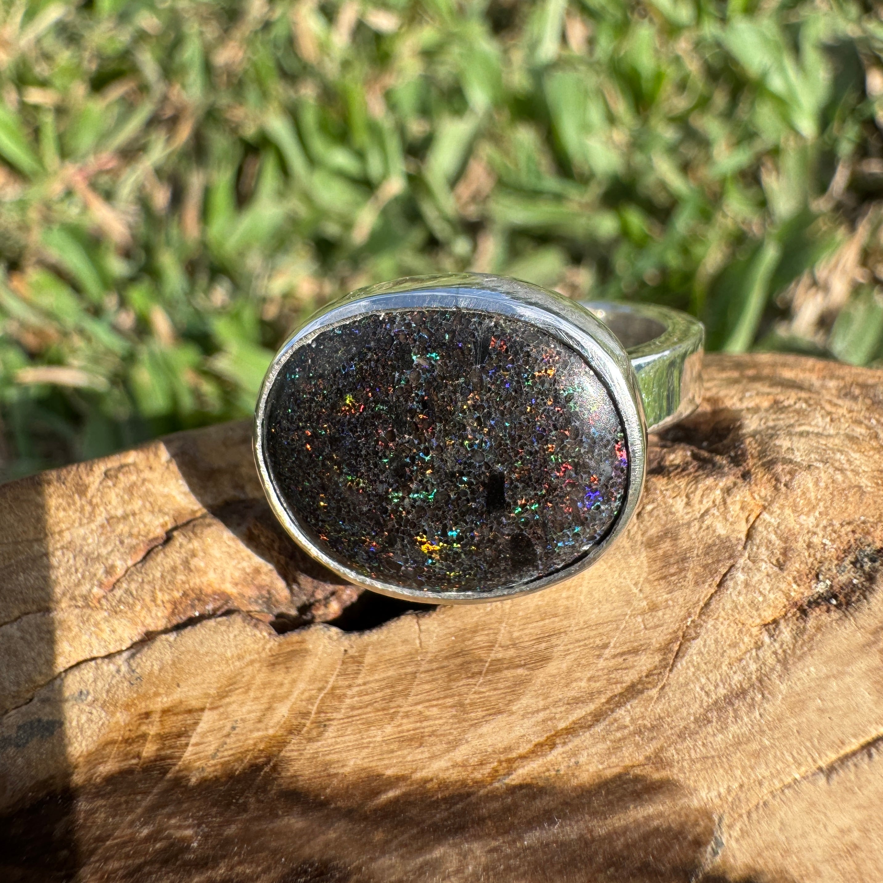 6.9ct Solid Andamooka Matrix Opal Ring 'Stardust Summer' | 925 Sterling Silver | Solid Australian Opal