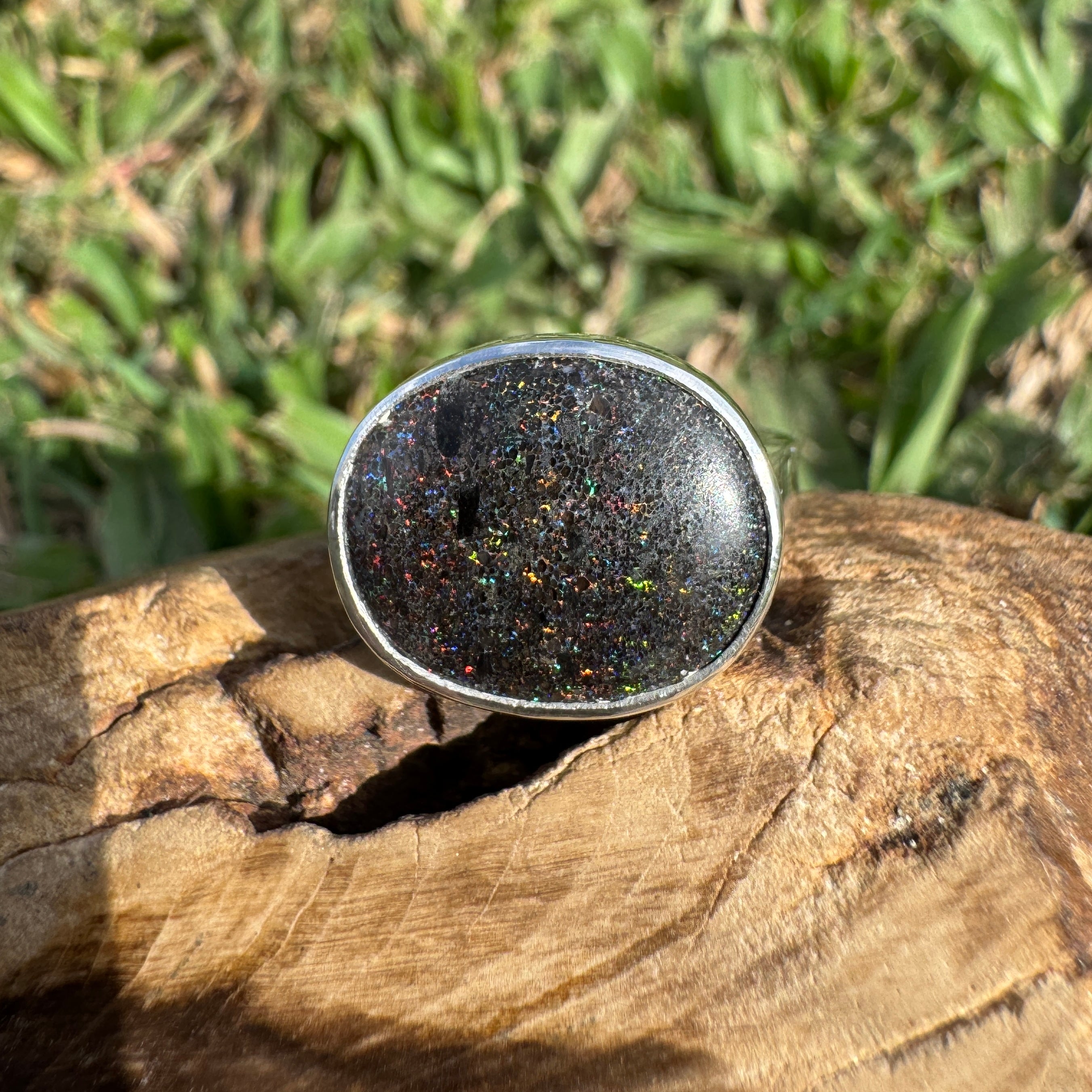 6.9ct Solid Andamooka Matrix Opal Ring 'Stardust Summer' | 925 Sterling Silver | Solid Australian Opal