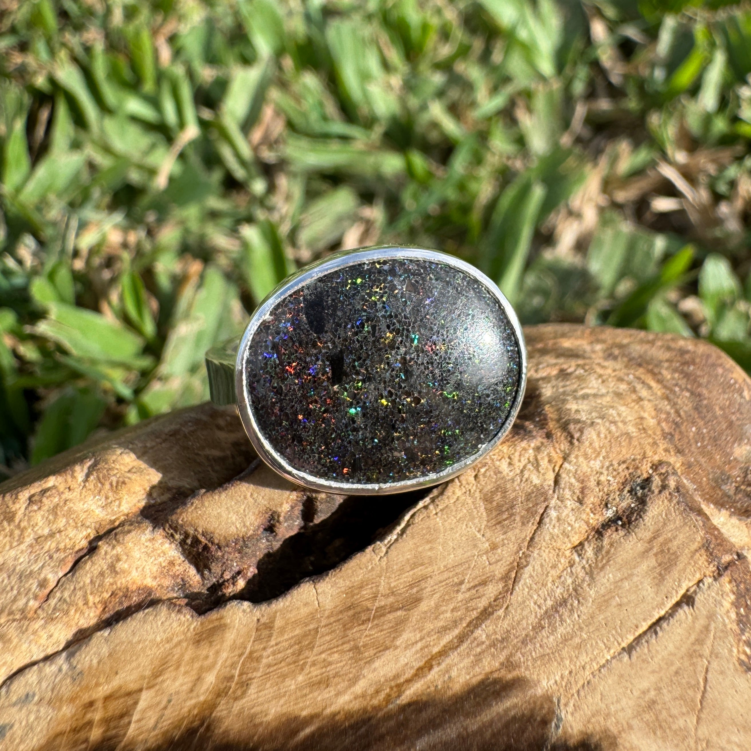 6.9ct Solid Andamooka Matrix Opal Ring 'Stardust Summer' | 925 Sterling Silver | Solid Australian Opal