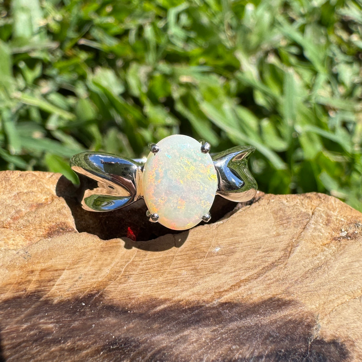 1ct Coober Pedy Opal Ring ~ 'Wyperfeld Ember' | 925 Sterling Silver | Solid Australian Opal