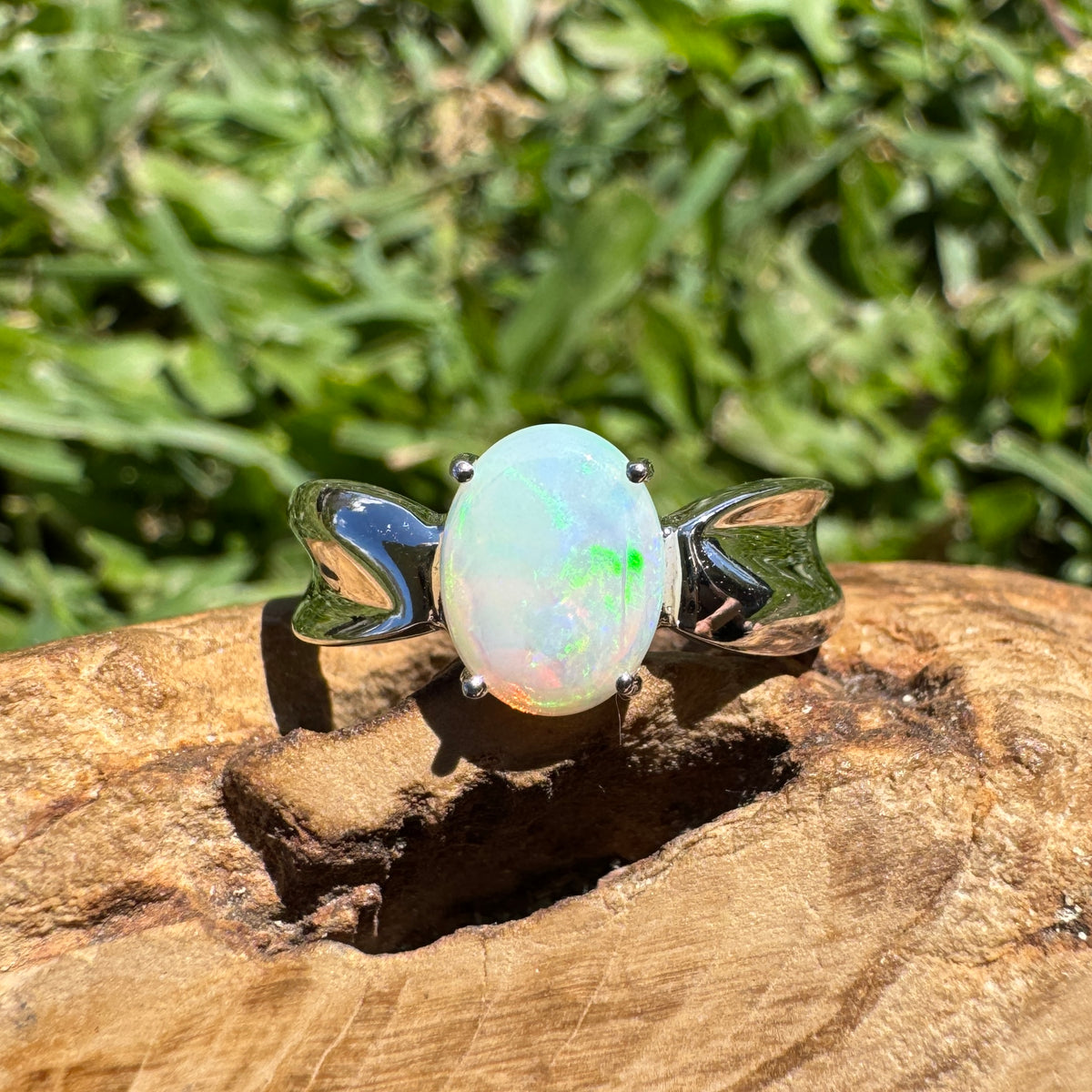 1ct Coober Pedy Opal Ring ~ 'Gippsland Lights' | 925 Sterling Silver | Solid Australian Opal
