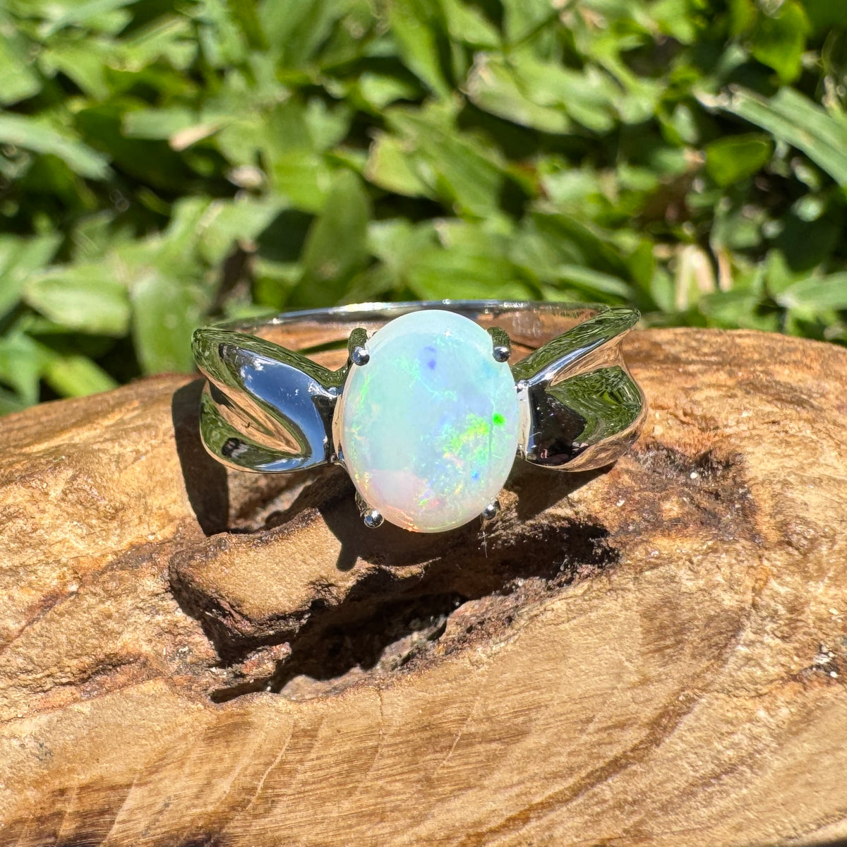 1ct Coober Pedy Opal Ring ~ 'Gippsland Lights' | 925 Sterling Silver | Solid Australian Opal