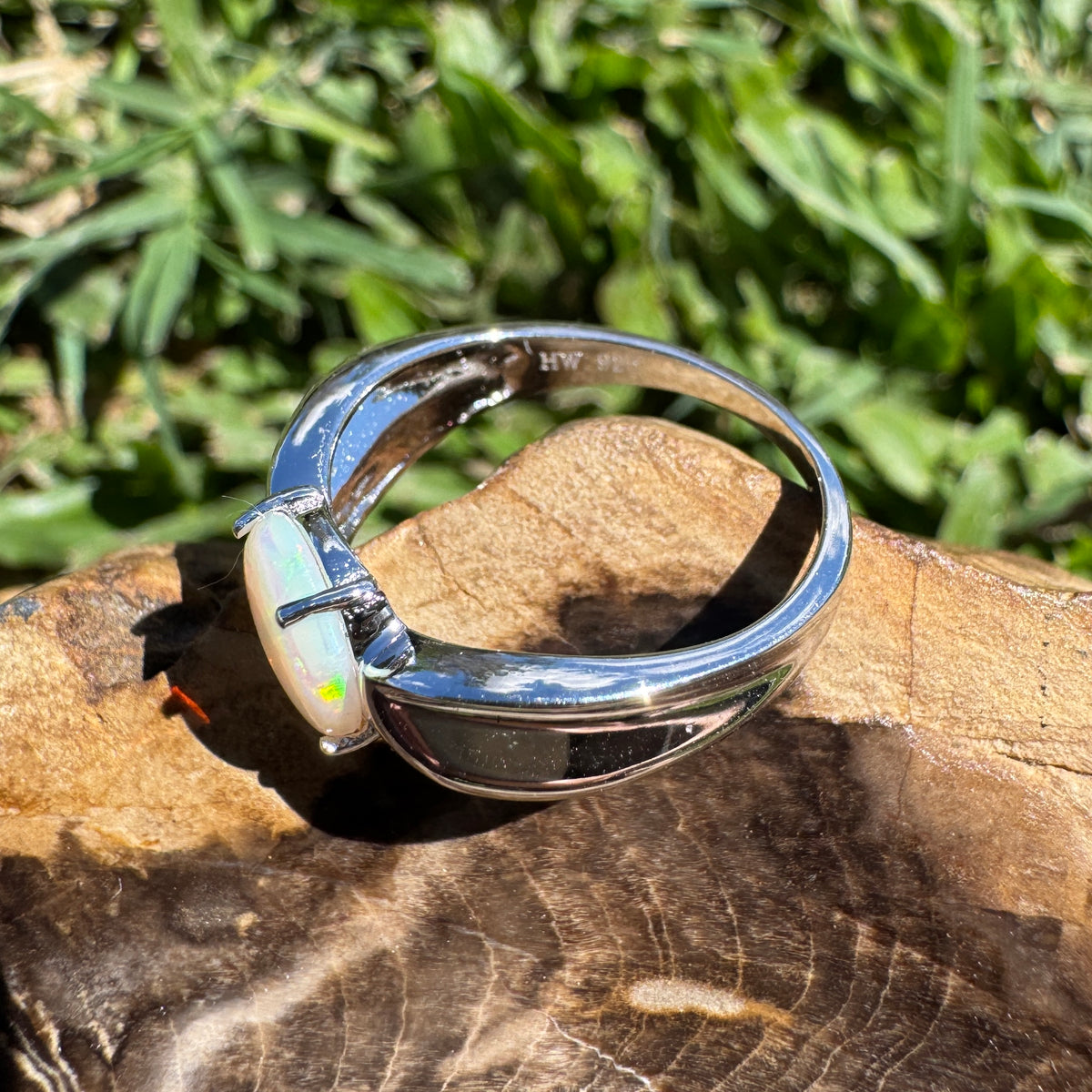 1ct Coober Pedy Opal Ring ~ 'Gippsland Lights' | 925 Sterling Silver | Solid Australian Opal