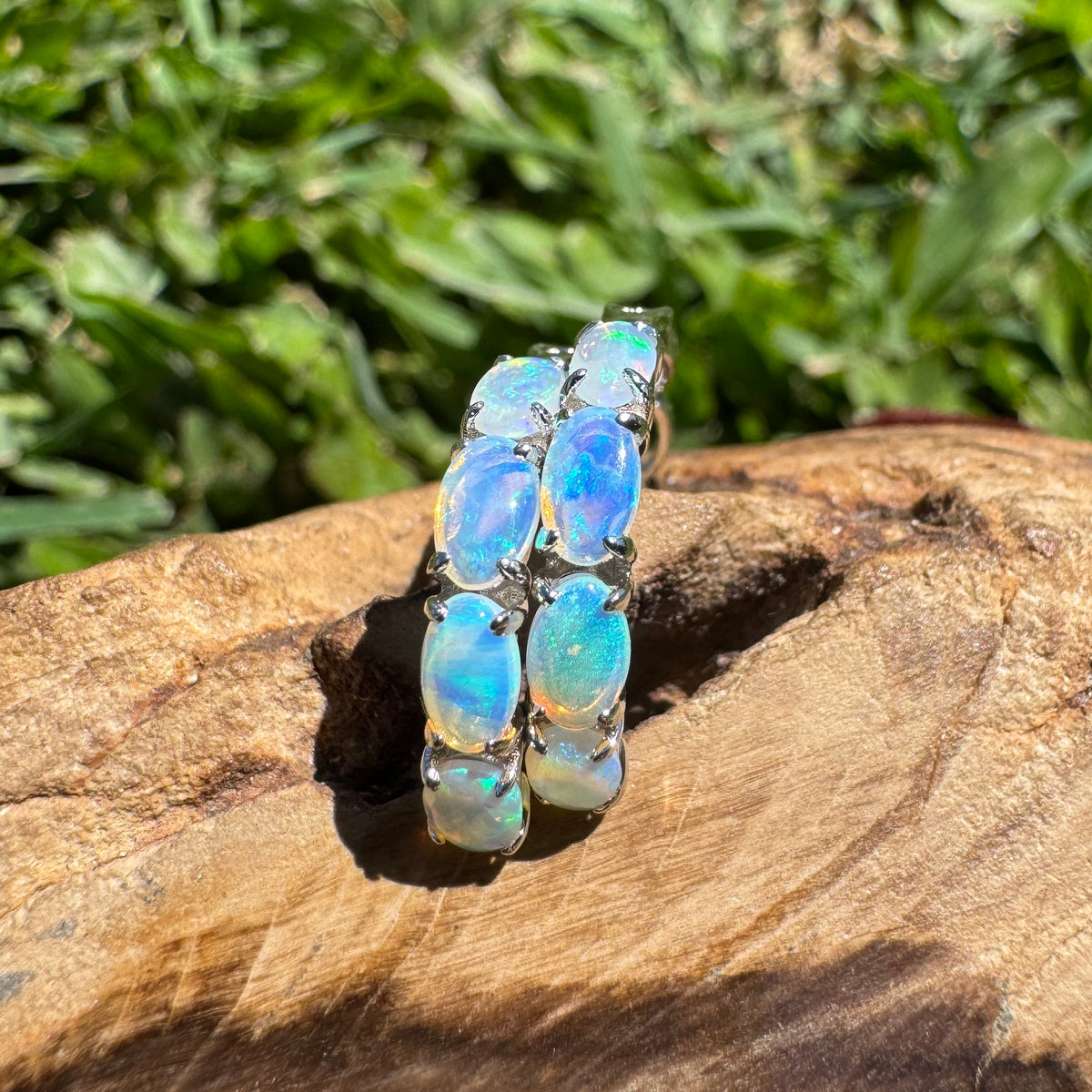2.4ct Coober Pedy Crystal Opal Huggie Earrings ~ 'Croajingolong Tide' | 925 Sterling Silver | Solid Australian Opal