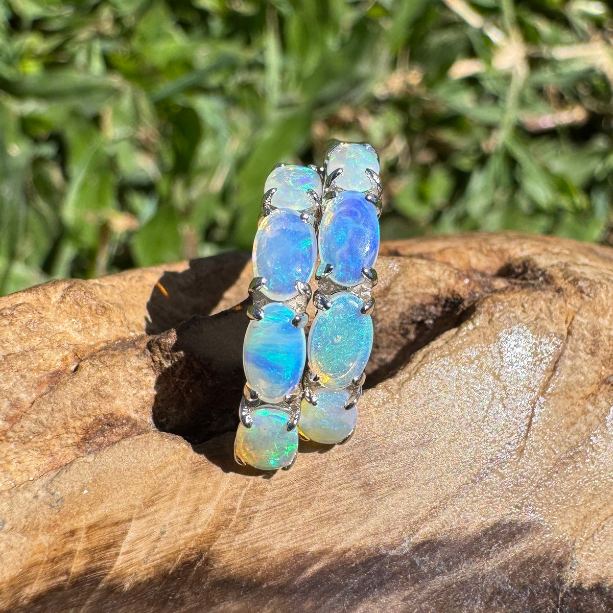 2.4ct Coober Pedy Crystal Opal Huggie Earrings ~ 'Croajingolong Tide' | 925 Sterling Silver | Solid Australian Opal