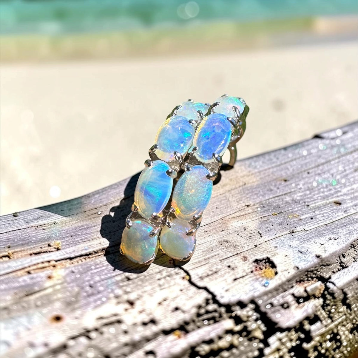 2.4ct Coober Pedy Crystal Opal Huggie Earrings ~ 'Croajingolong Tide' | 925 Sterling Silver | Solid Australian Opal