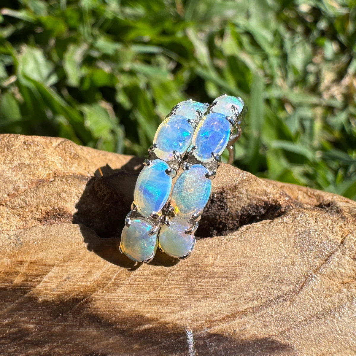 2.4ct Coober Pedy Crystal Opal Huggie Earrings ~ 'Croajingolong Tide' | 925 Sterling Silver | Solid Australian Opal