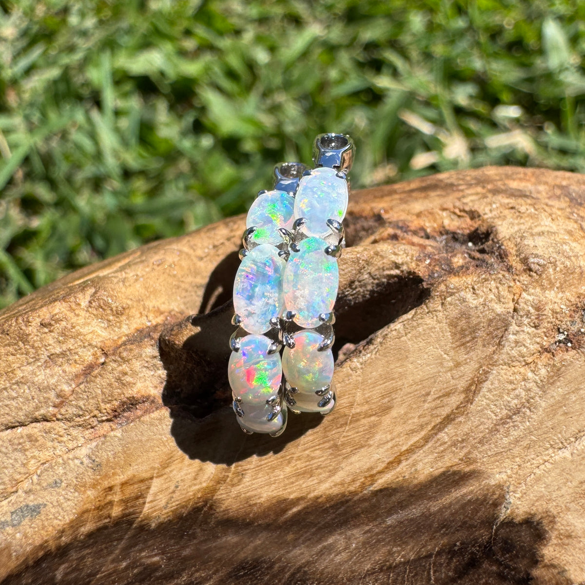 2.4ct Coober Pedy Crystal Opal Huggie Earrings ~ 'Nitmiluk Shimmer' | 925 Sterling Silver | Solid Australian Opal