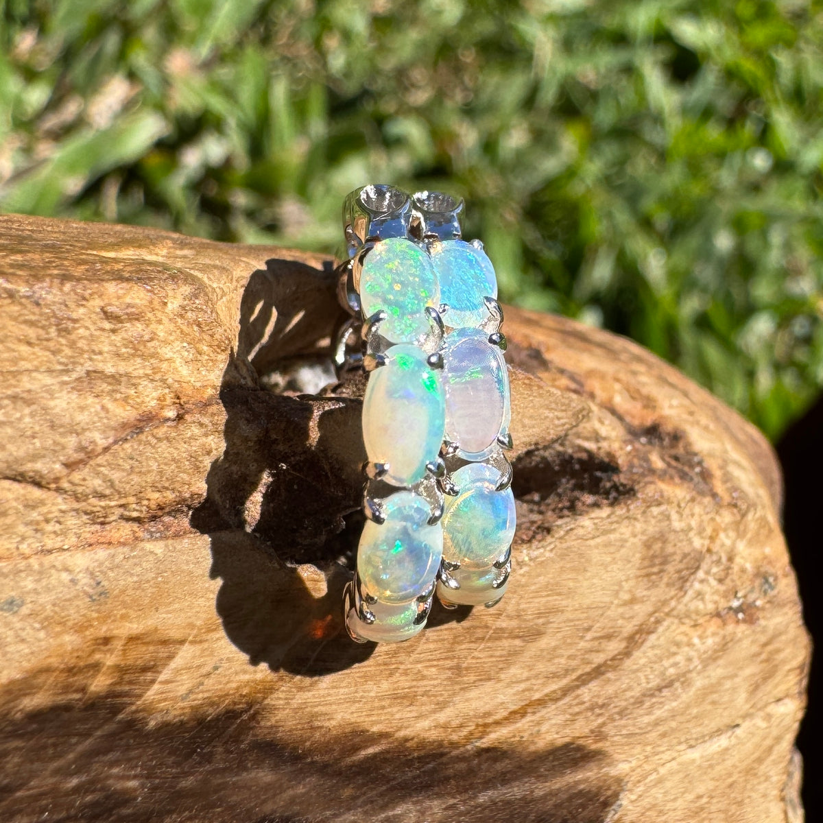 2.4ct Coober Pedy Crystal Opal Huggie Earrings ~ 'Wineglass Bay Greens' | 925 Sterling Silver | Solid Australian Opal