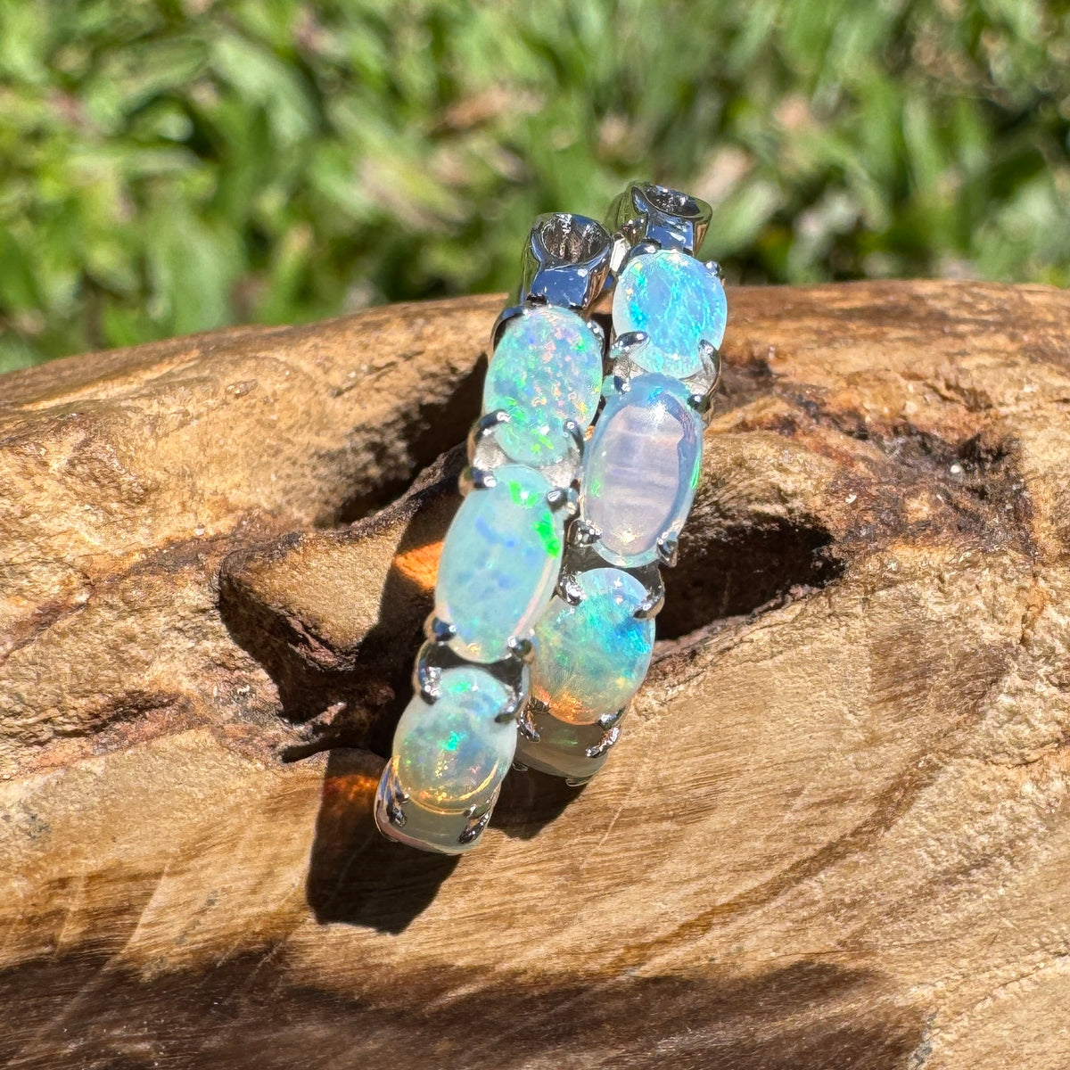 2.4ct Coober Pedy Crystal Opal Huggie Earrings ~ 'Wineglass Bay Greens' | 925 Sterling Silver | Solid Australian Opal