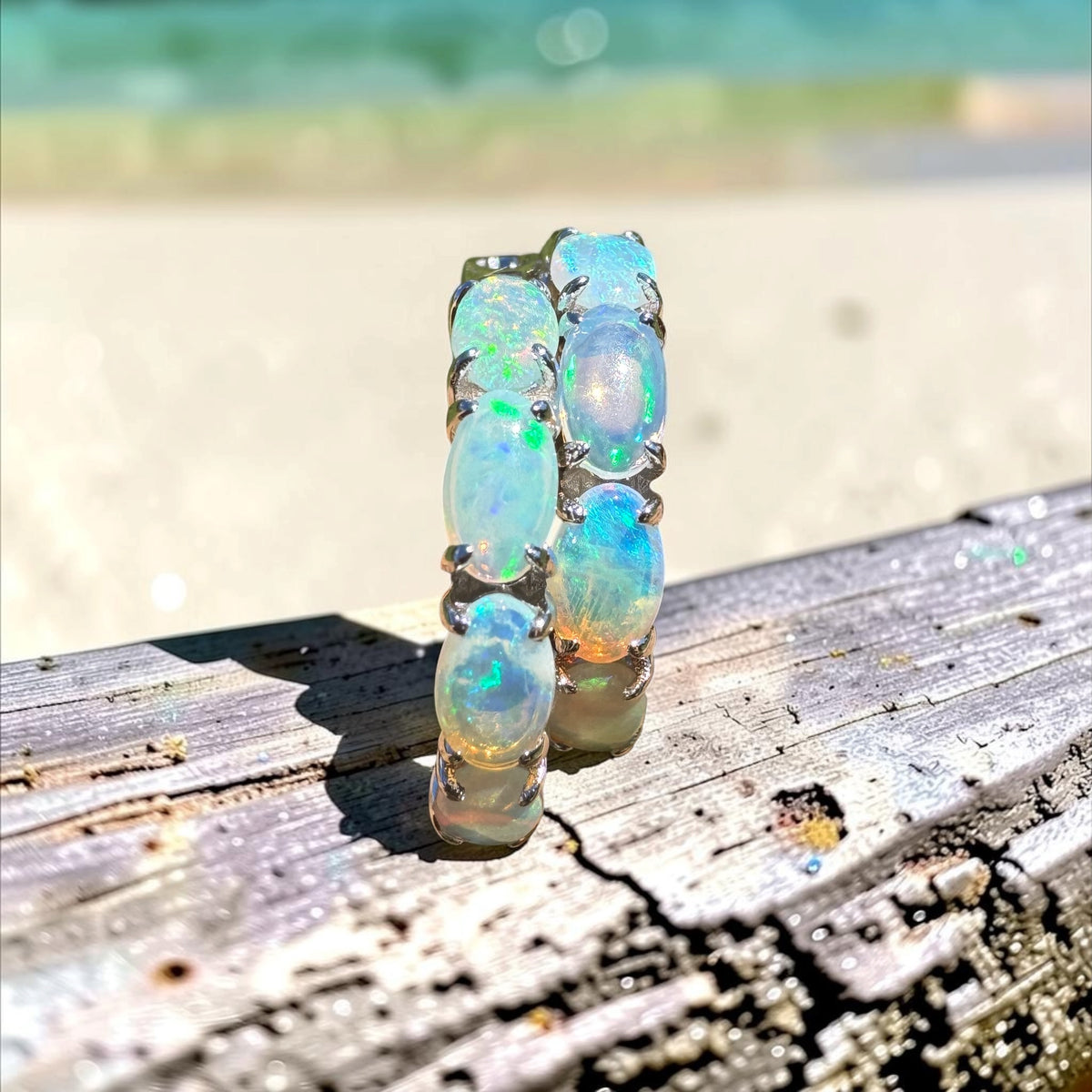 2.4ct Coober Pedy Crystal Opal Huggie Earrings ~ 'Wineglass Bay Greens' | 925 Sterling Silver | Solid Australian Opal