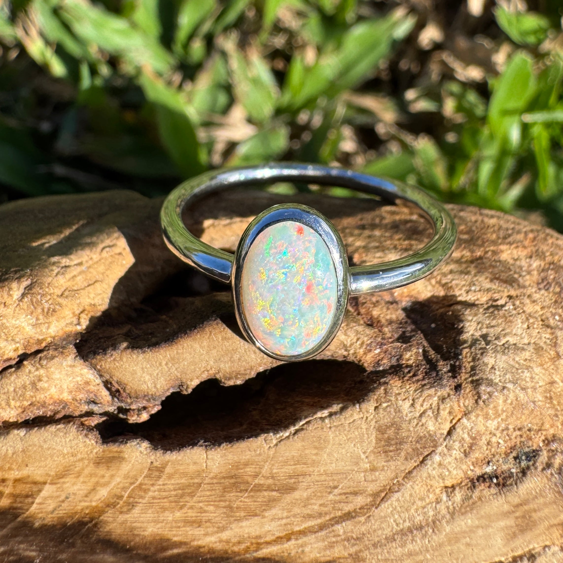 1ct Coober Pedy Opal Ring ~ 'Rainbow Beach Brilliance' | 925 Sterling Silver | Solid Australian Opal