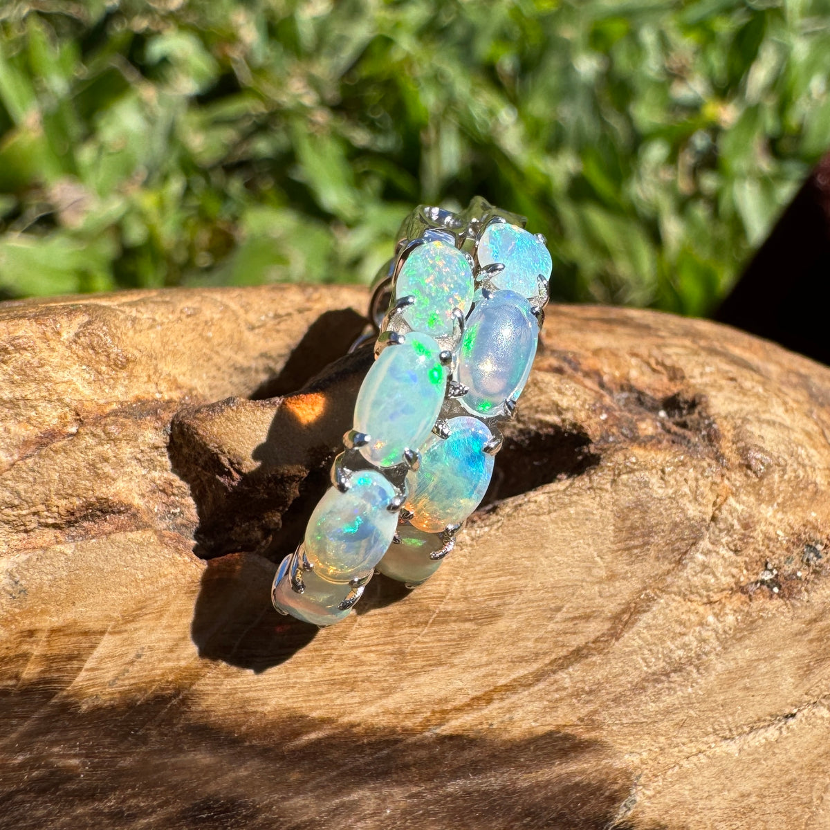 2.4ct Coober Pedy Crystal Opal Huggie Earrings ~ 'Wineglass Bay Greens' | 925 Sterling Silver | Solid Australian Opal