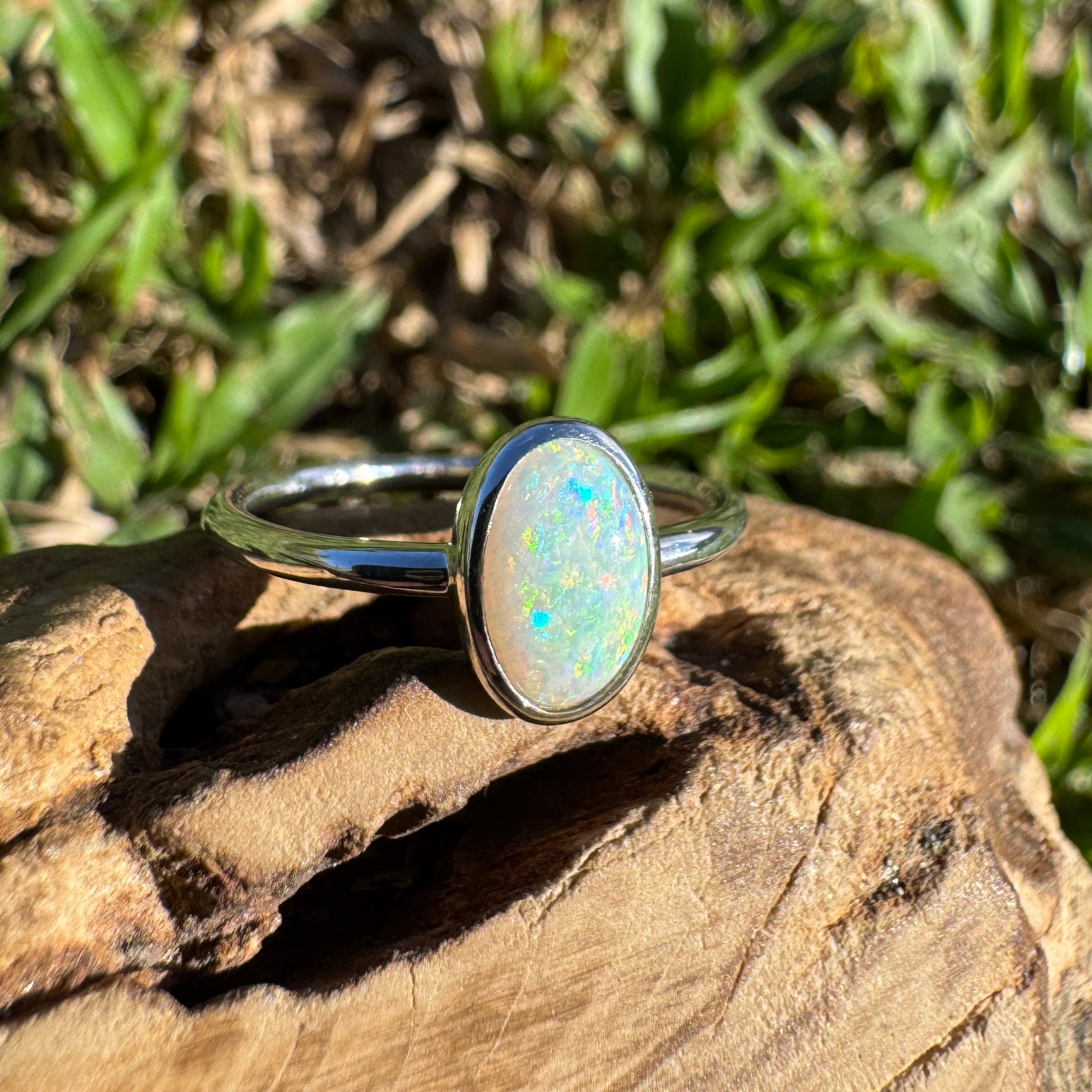 1ct Coober Pedy Opal Ring ~ 'Rainbow Beach Brilliance' | 925 Sterling Silver | Solid Australian Opal