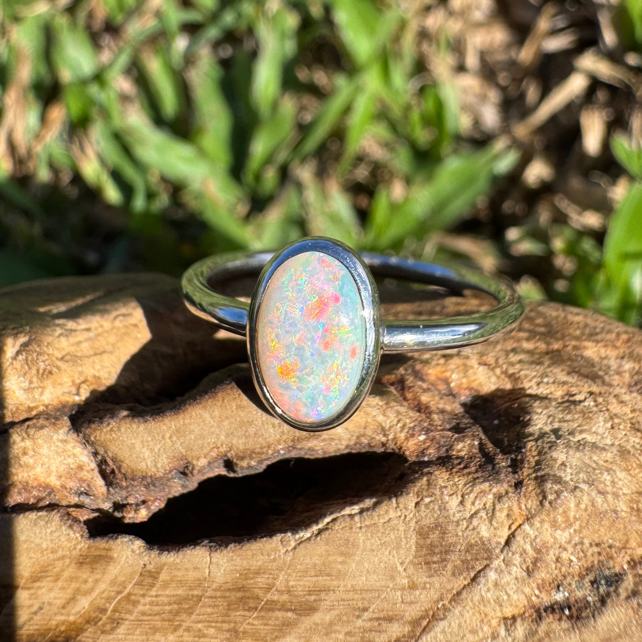 1ct Coober Pedy Opal Ring ~ 'Rainbow Beach Brilliance' | 925 Sterling Silver | Solid Australian Opal