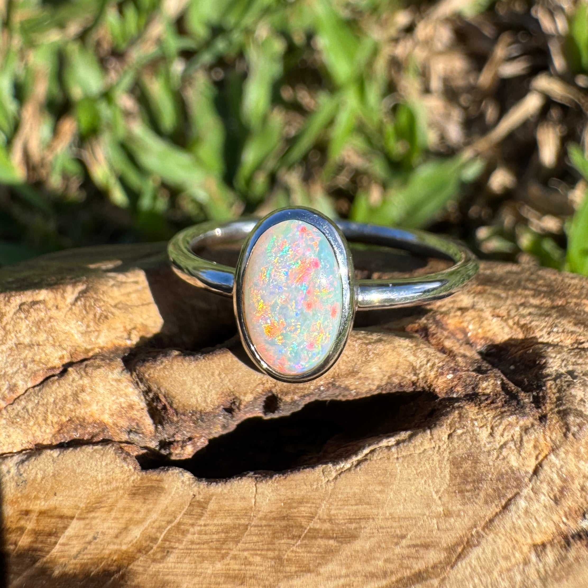 1ct Coober Pedy Opal Ring ~ 'Rainbow Beach Brilliance' | 925 Sterling Silver | Solid Australian Opal