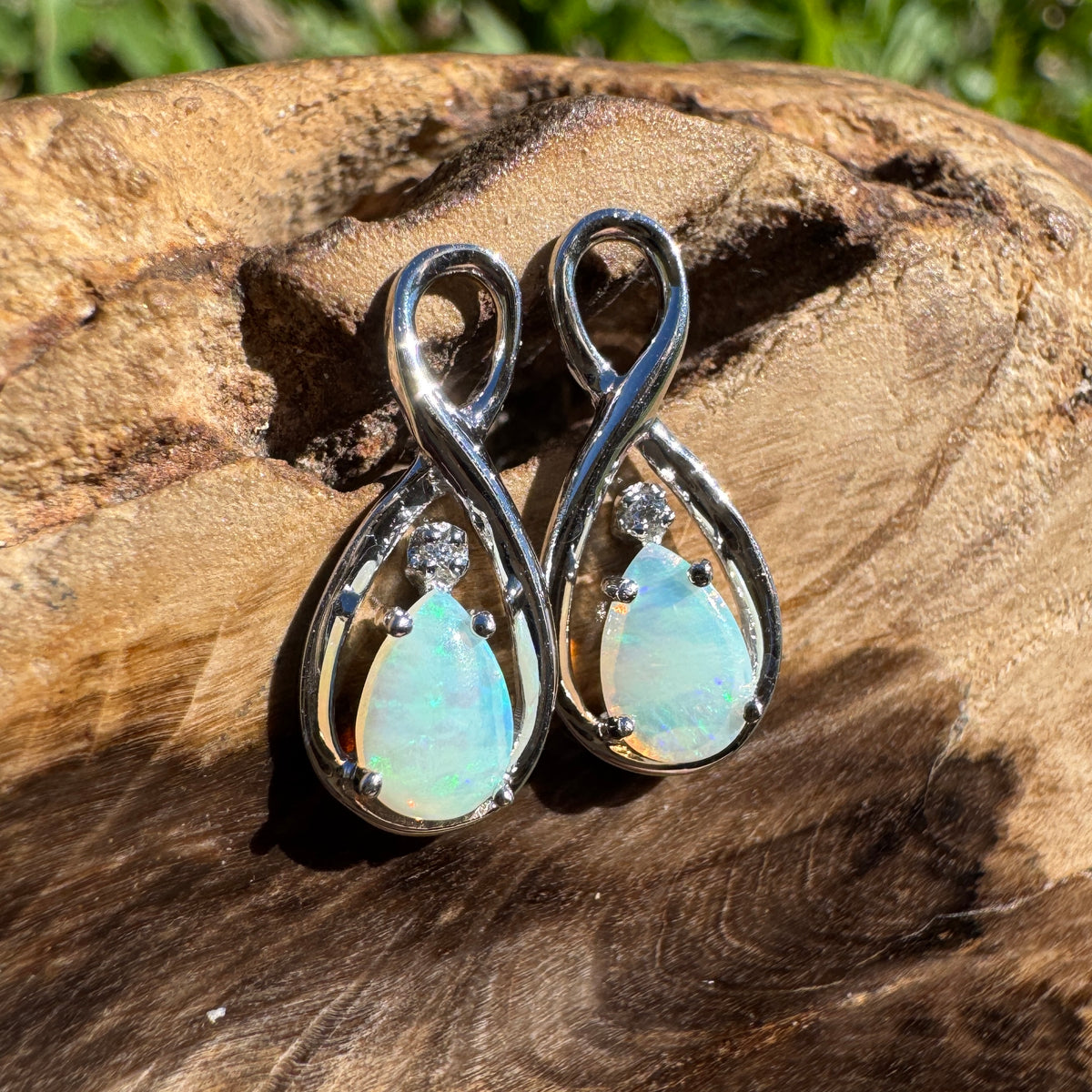 1ct Coober Pedy Opal Stud Earrings ~ 'Washpool Blue' | 925 Sterling Silver | Solid Australian Opal