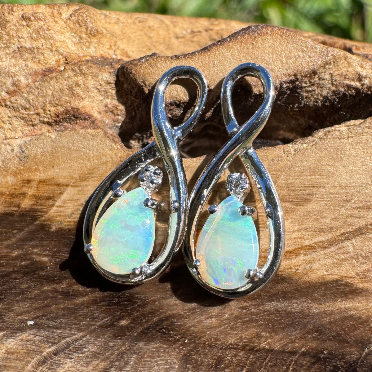 1ct Coober Pedy Opal Stud Earrings ~ 'Washpool Blue' | 925 Sterling Silver | Solid Australian Opal