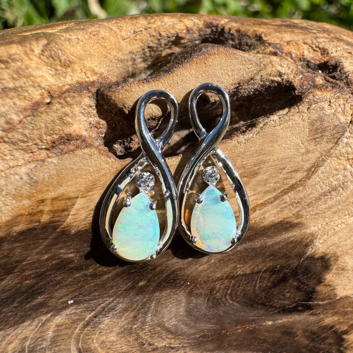 1ct Coober Pedy Opal Stud Earrings ~ 'Washpool Blue' | 925 Sterling Silver | Solid Australian Opal