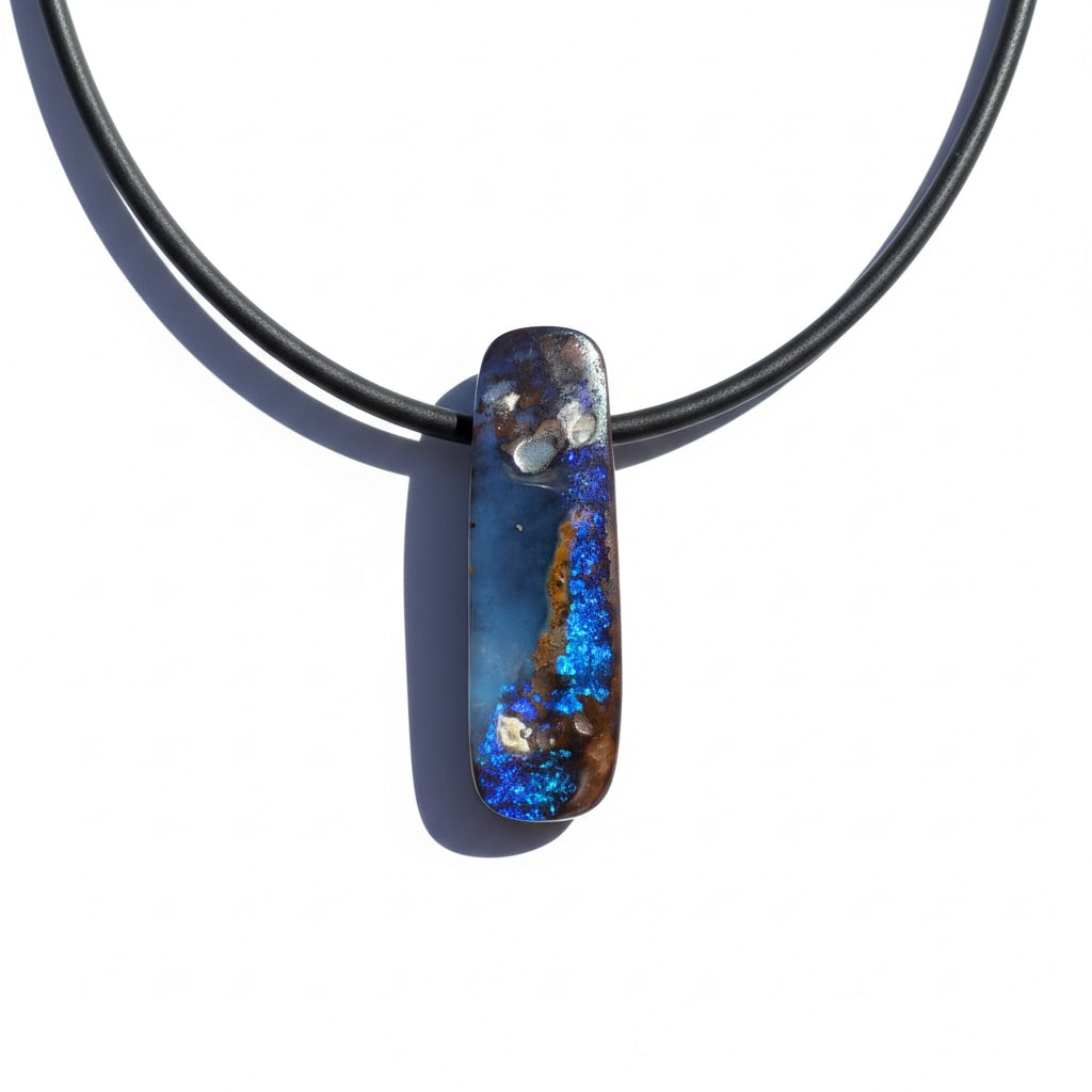 Solid Queensland Boulder Opal Pendant Necklace ~ 'Nullarbor Driftlight' | Solid Australian Opal