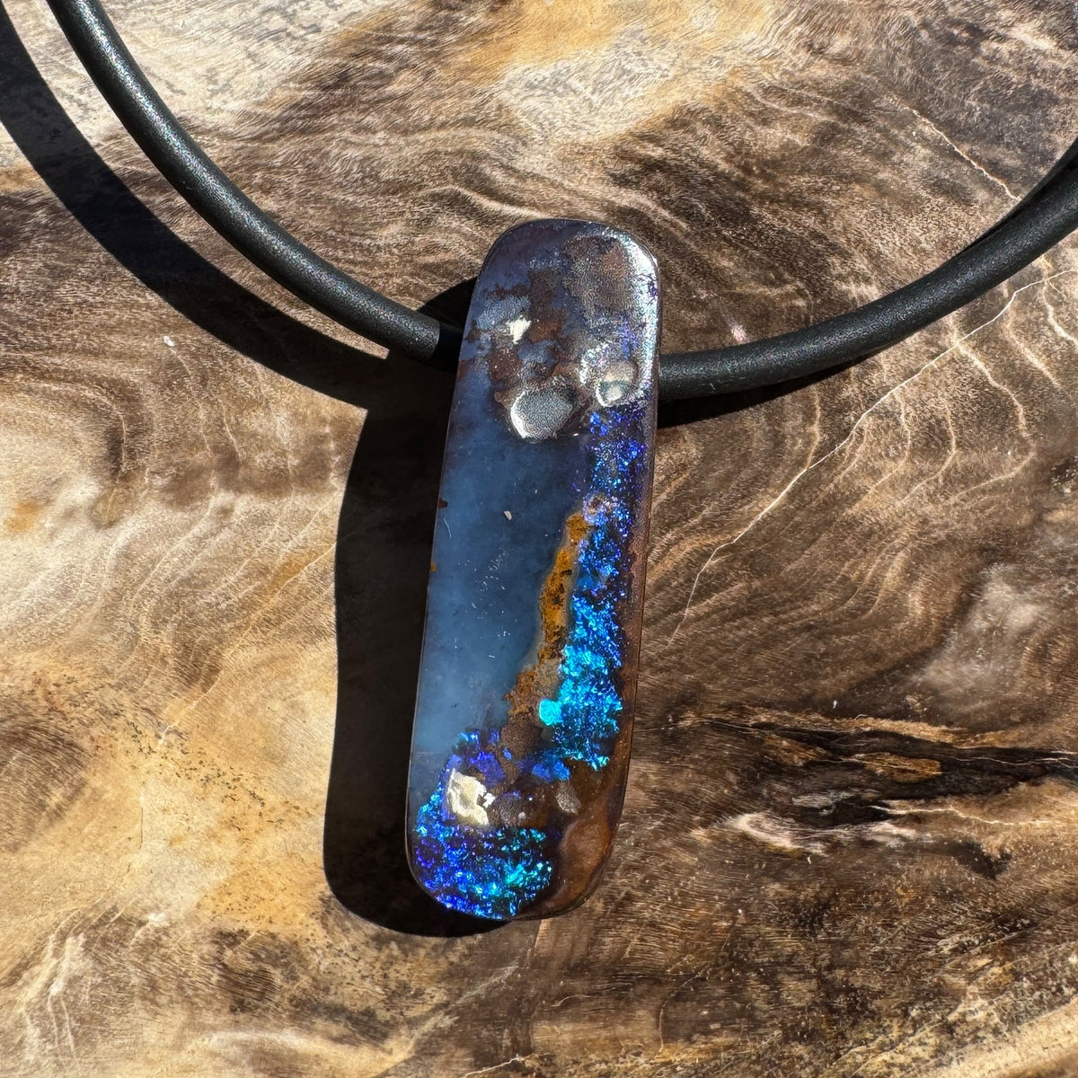 Solid Queensland Boulder Opal Pendant Necklace ~ 'Nullarbor Driftlight' | Solid Australian Opal