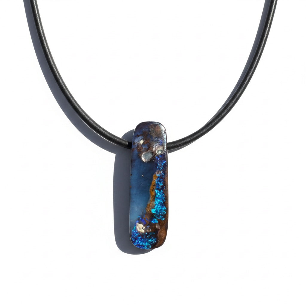 Solid Queensland Boulder Opal Pendant Necklace ~ 'Nullarbor Driftlight' | Solid Australian Opal