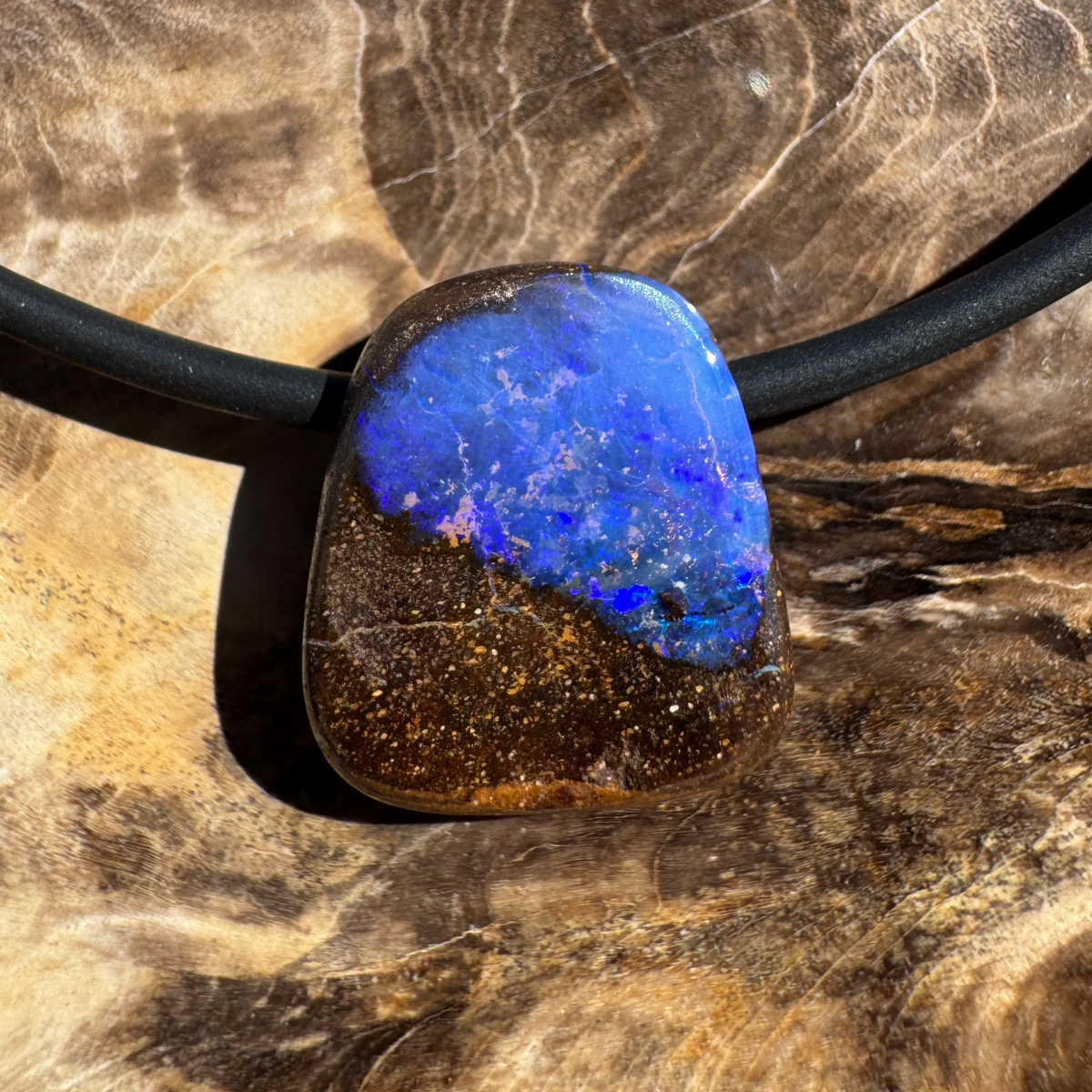 Solid Queensland Boulder Opal Pendant Necklace ~ 'Bungle Tempest' | Solid Australian Opal