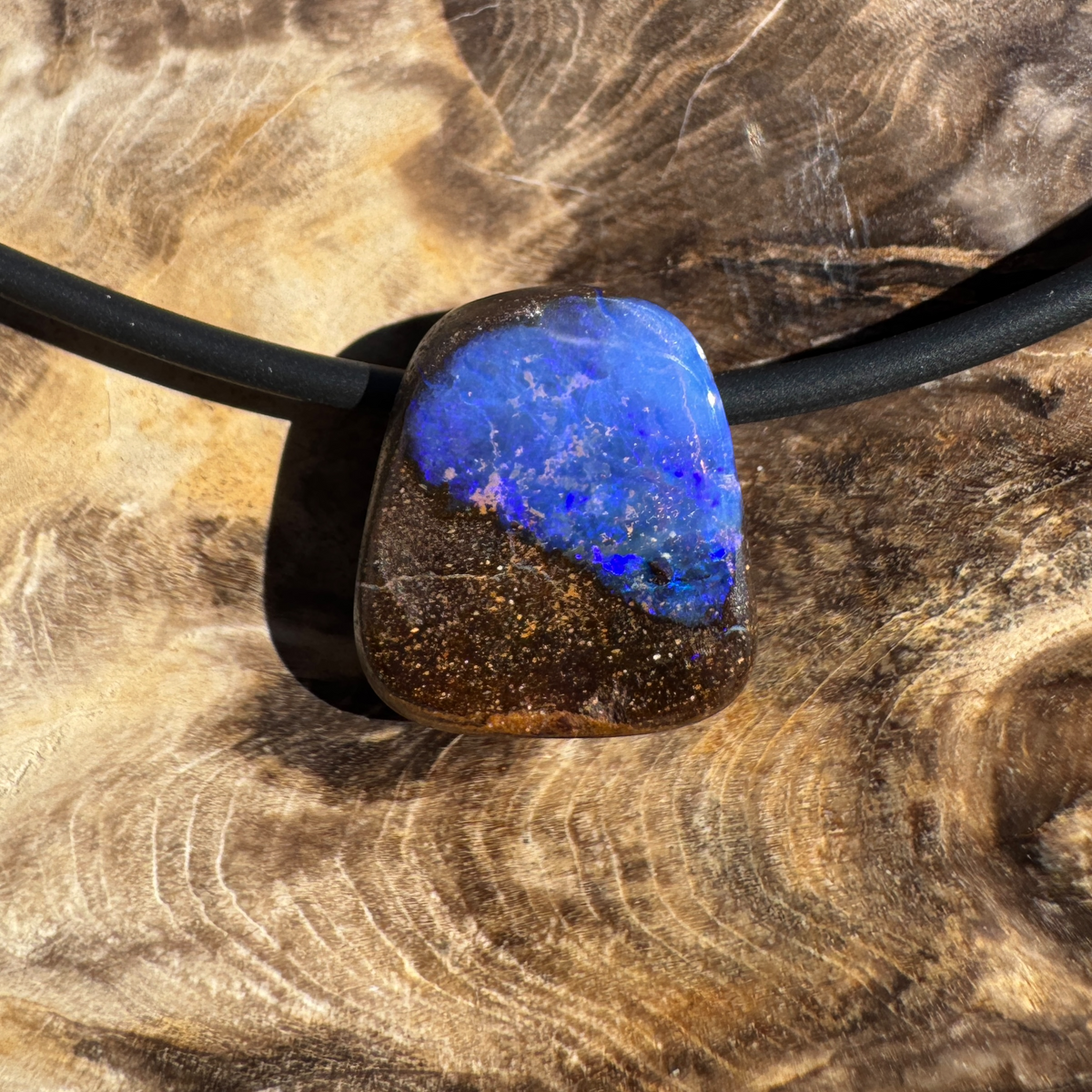 Solid Queensland Boulder Opal Pendant Necklace ~ 'Bungle Tempest' | Solid Australian Opal