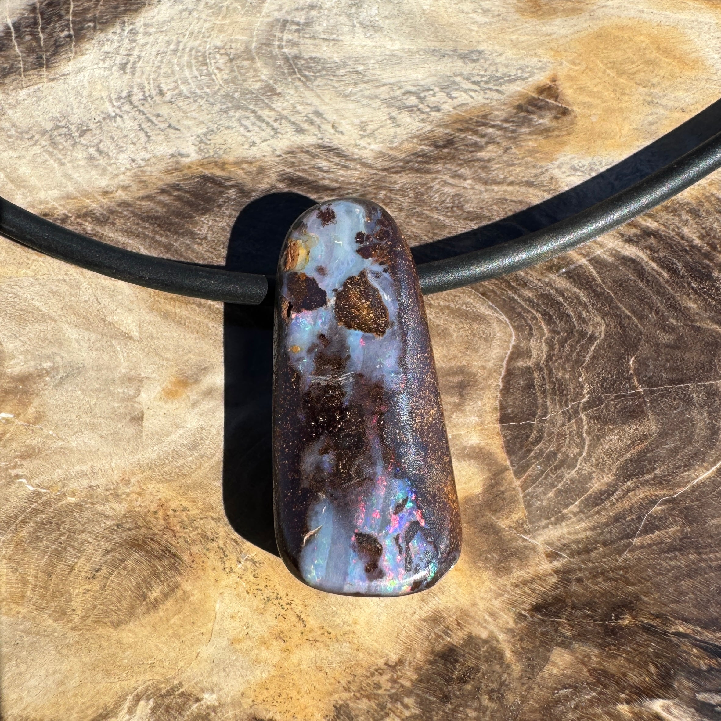 Solid Queensland Boulder Opal Pendant Necklace ~ 'Hawkesbury Flow' | Solid Australian Opal