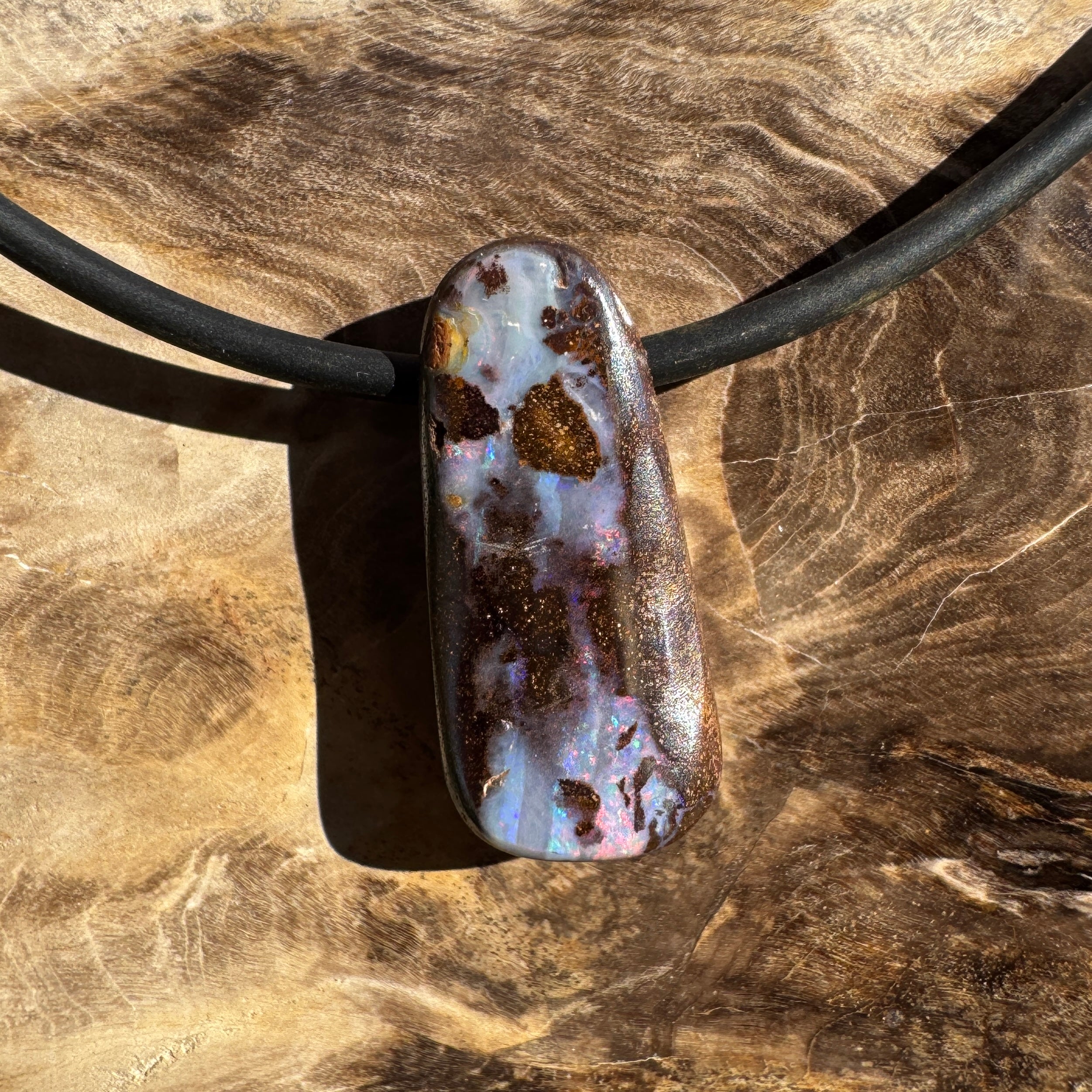 Solid Queensland Boulder Opal Pendant Necklace ~ 'Hawkesbury Flow' | Solid Australian Opal