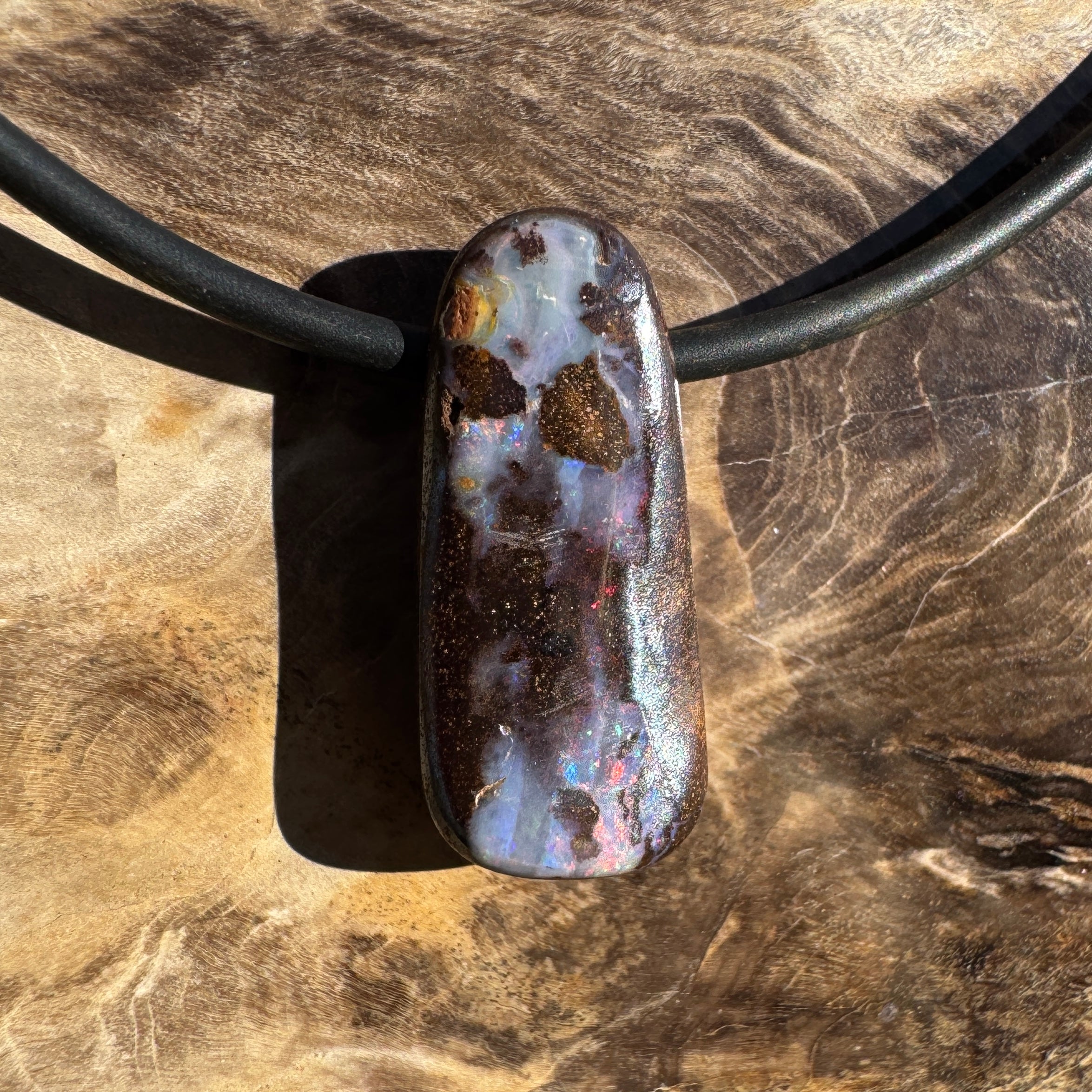 Solid Queensland Boulder Opal Pendant Necklace ~ 'Hawkesbury Flow' | Solid Australian Opal