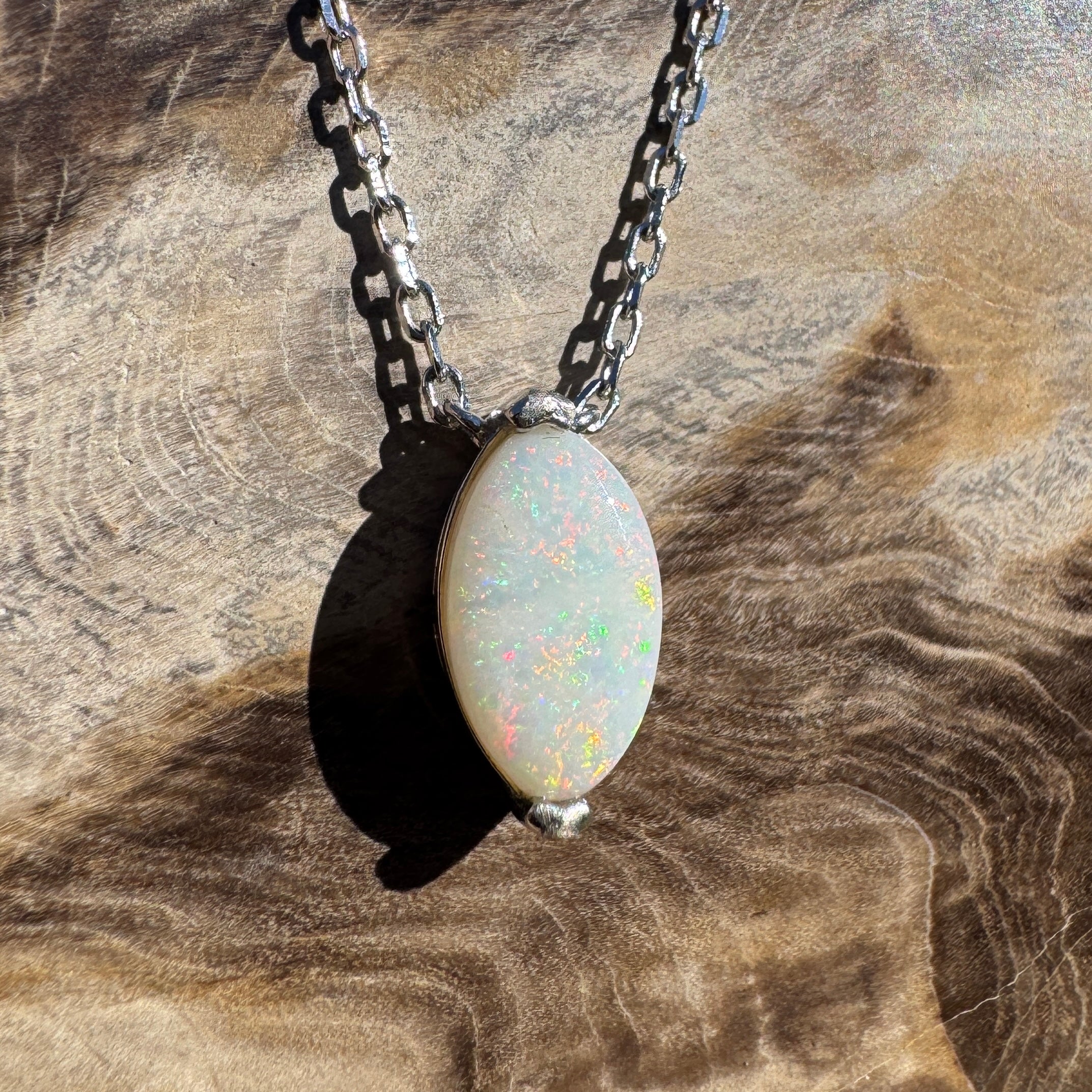 1.6ct Coober Pedy Opal Pendant Necklace ~ 'Trinity Sunsets' | 925 Sterling Silver | Solid Australian Opal