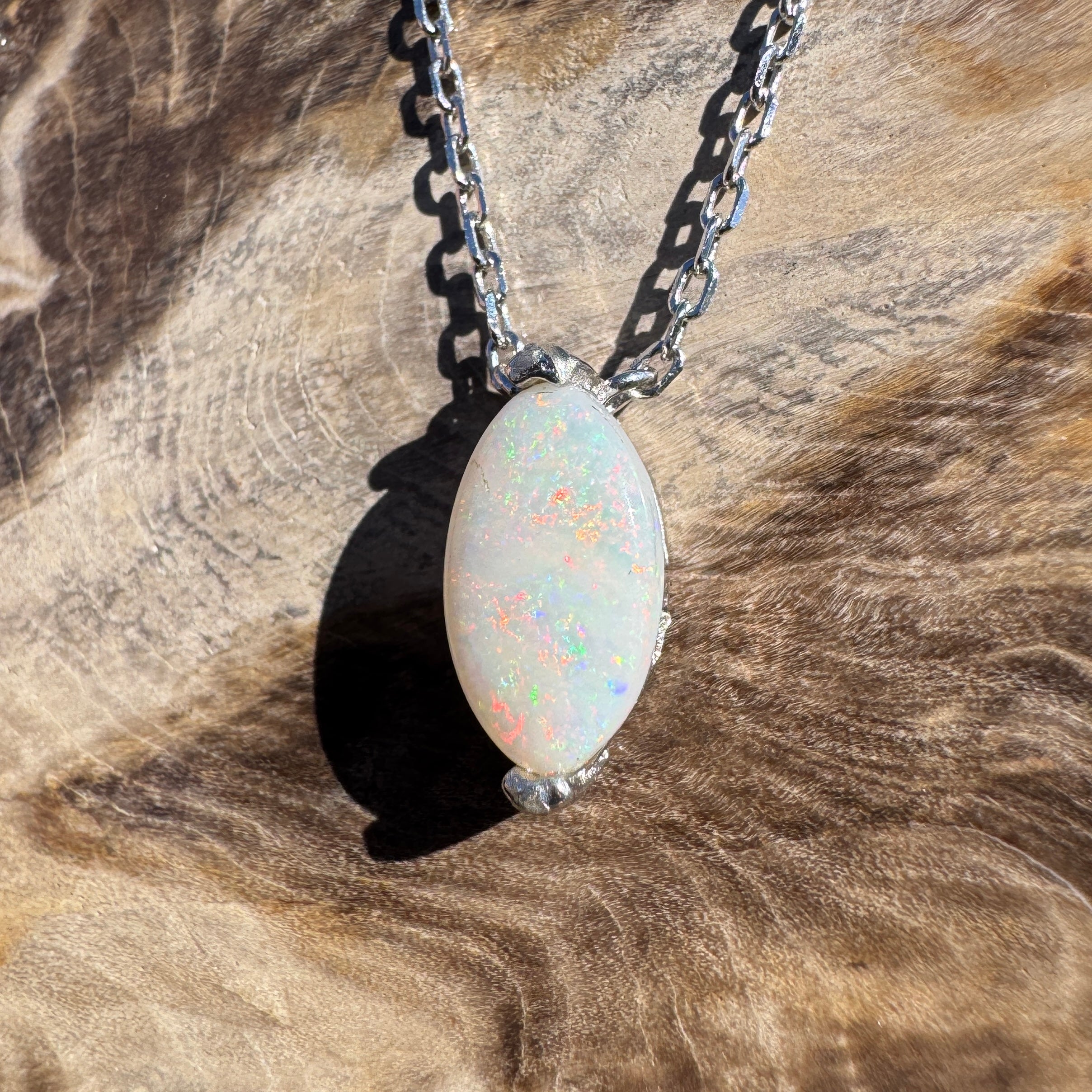 1.6ct Coober Pedy Opal Pendant Necklace ~ 'Trinity Sunsets' | 925 Sterling Silver | Solid Australian Opal
