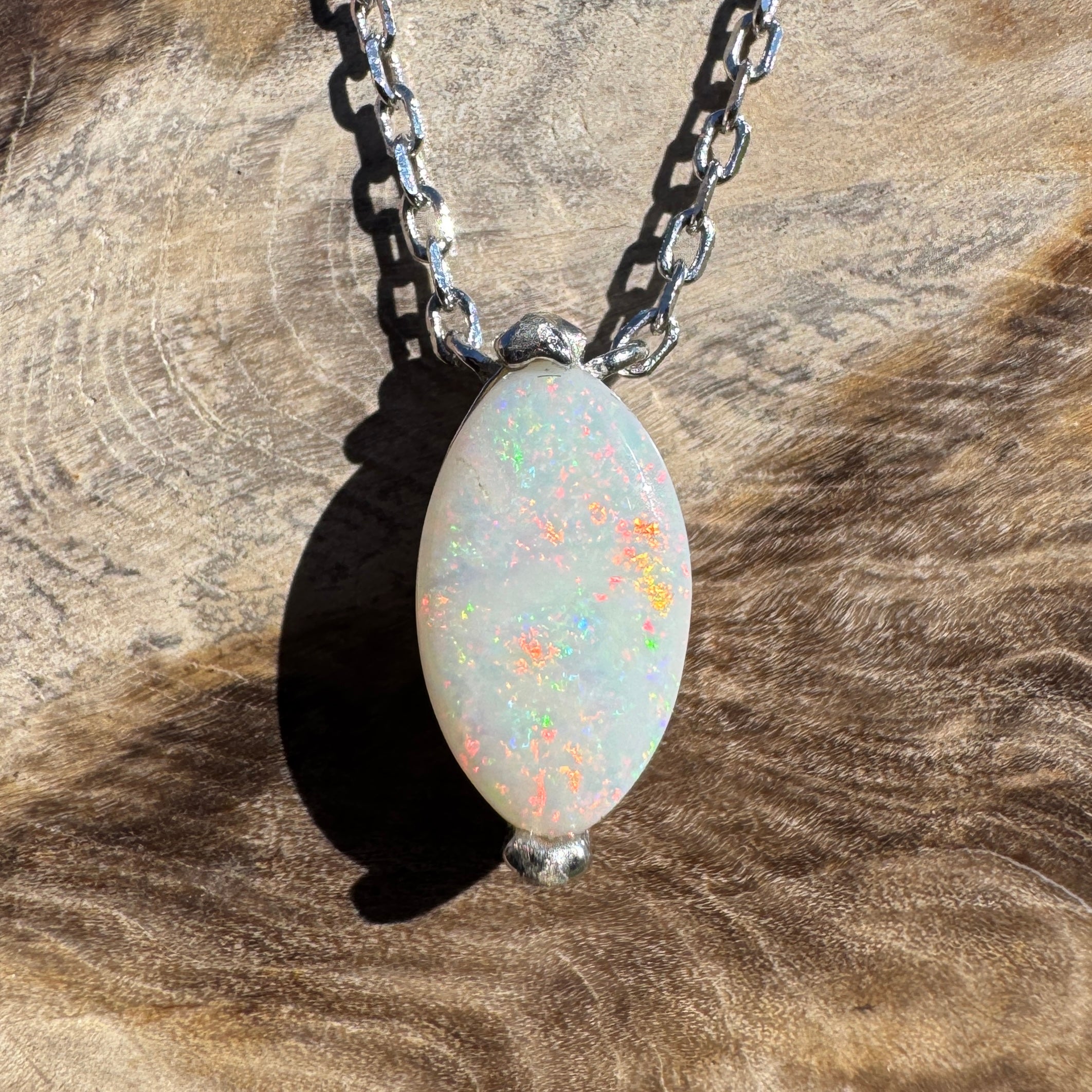 1.6ct Coober Pedy Opal Pendant Necklace ~ 'Trinity Sunsets' | 925 Sterling Silver | Solid Australian Opal