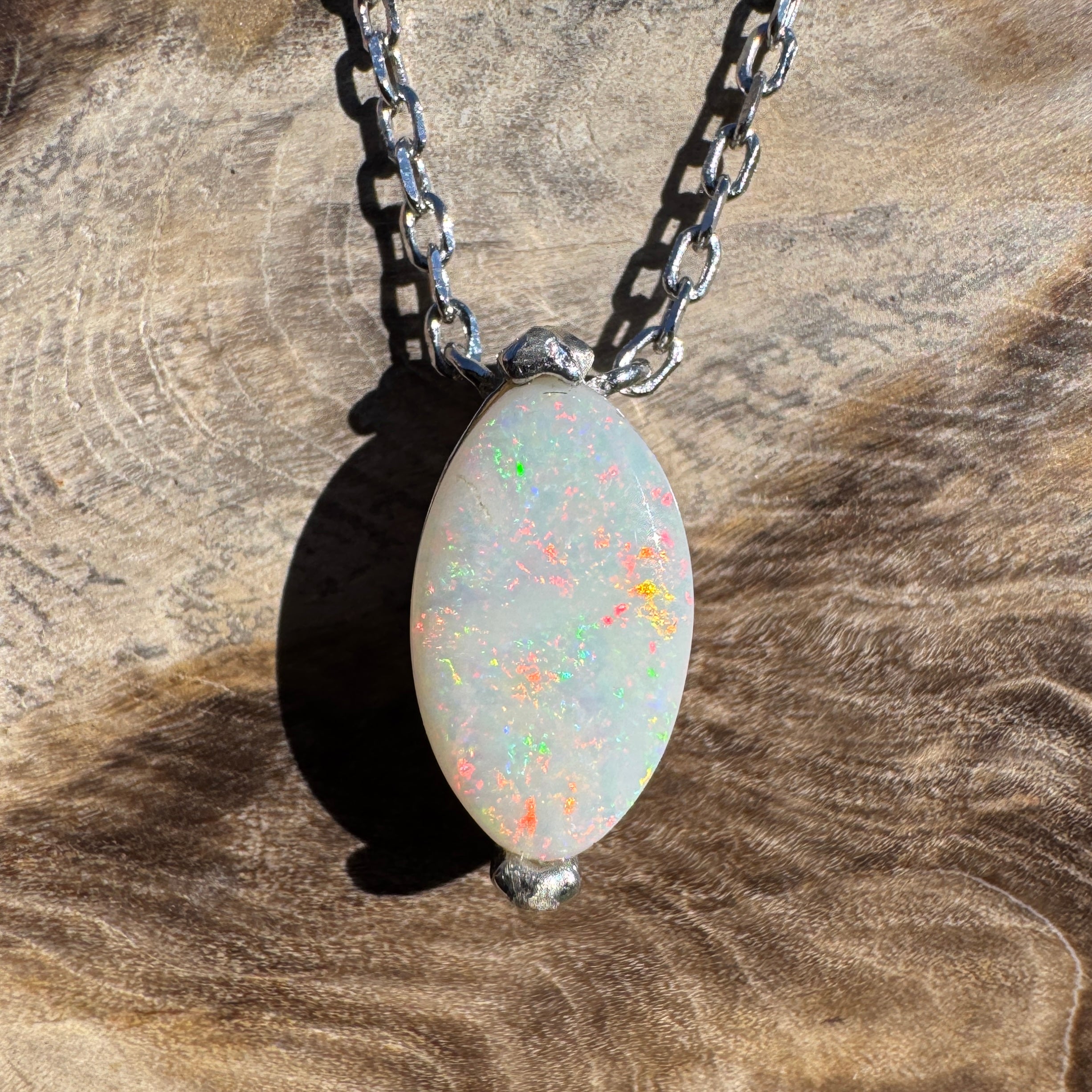1.6ct Coober Pedy Opal Pendant Necklace ~ 'Trinity Sunsets' | 925 Sterling Silver | Solid Australian Opal