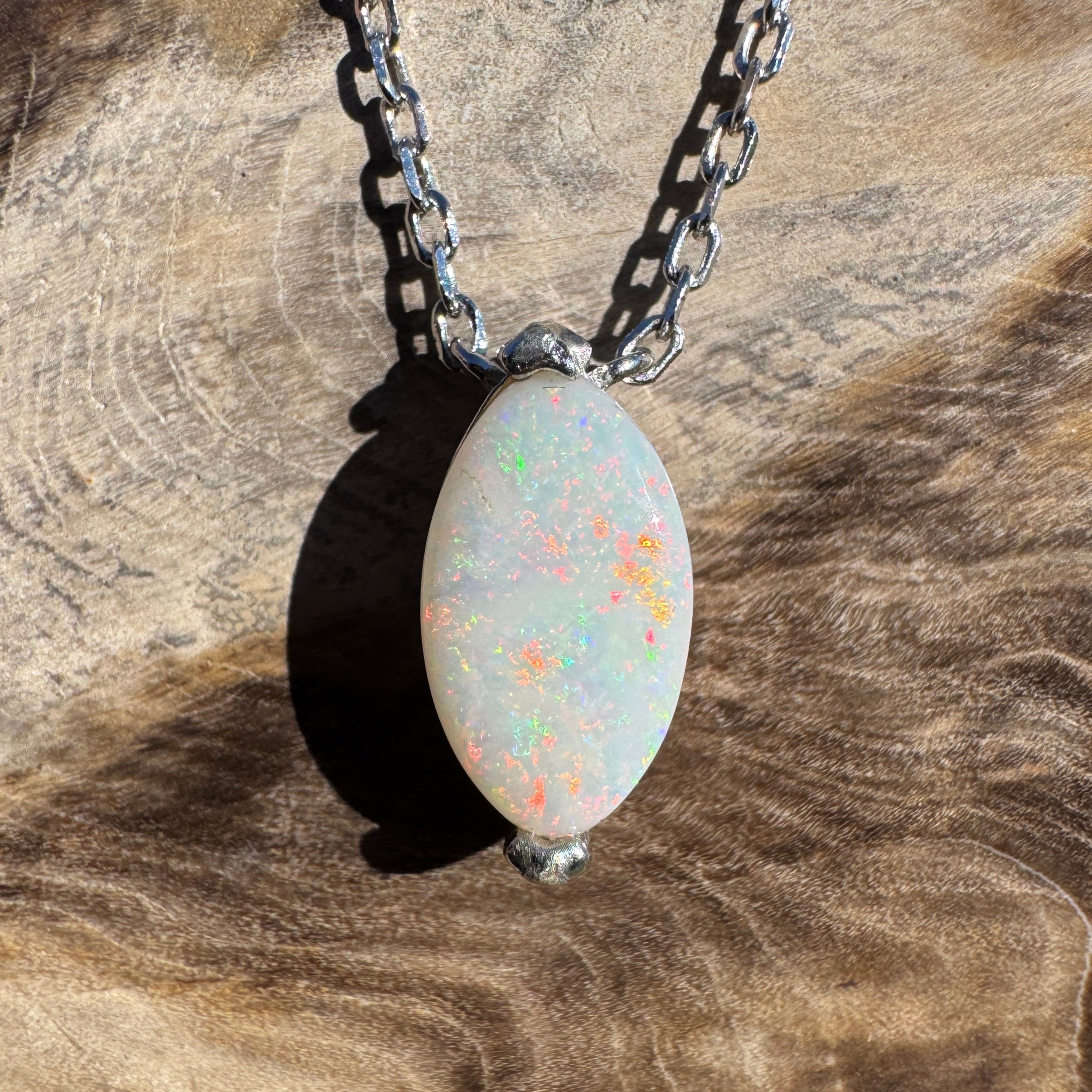 1.6ct Coober Pedy Opal Pendant Necklace ~ 'Trinity Sunsets' | 925 Sterling Silver | Solid Australian Opal